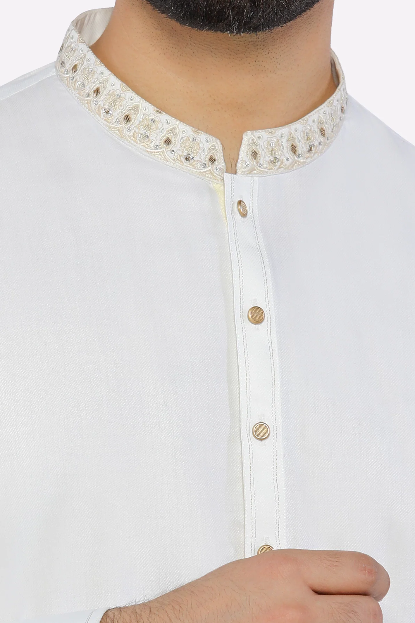 Off White Wash & Wear Shalwar Kameez - Image 3