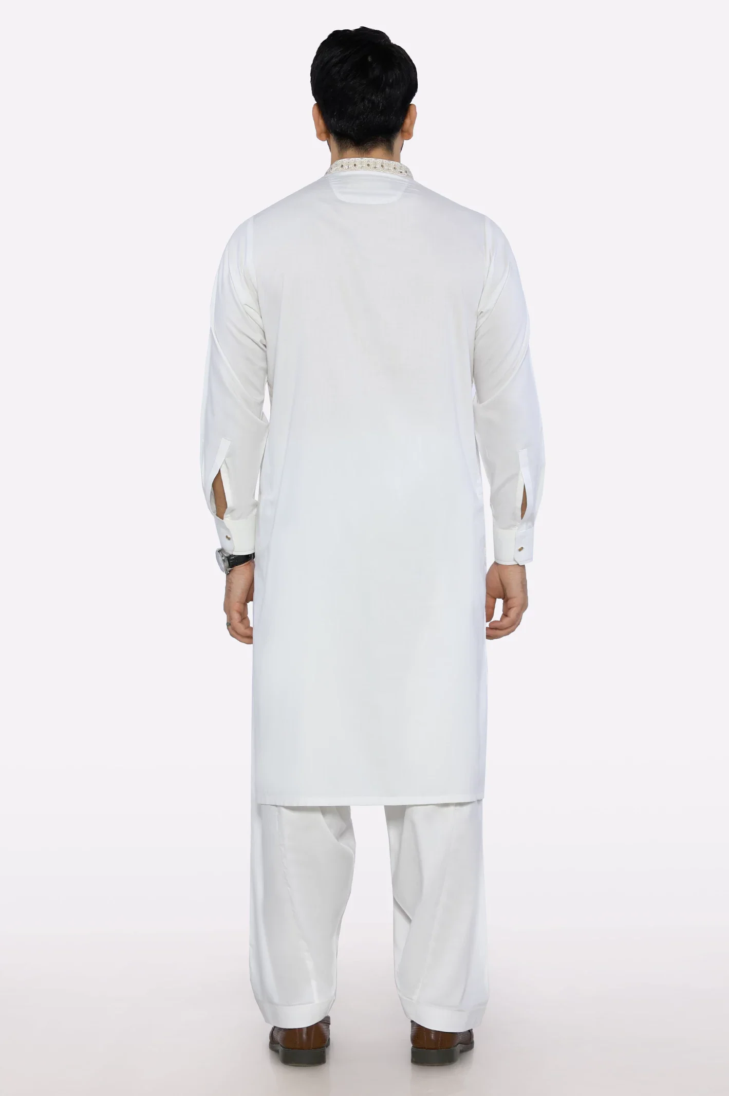 Off White Wash & Wear Shalwar Kameez - Image 4