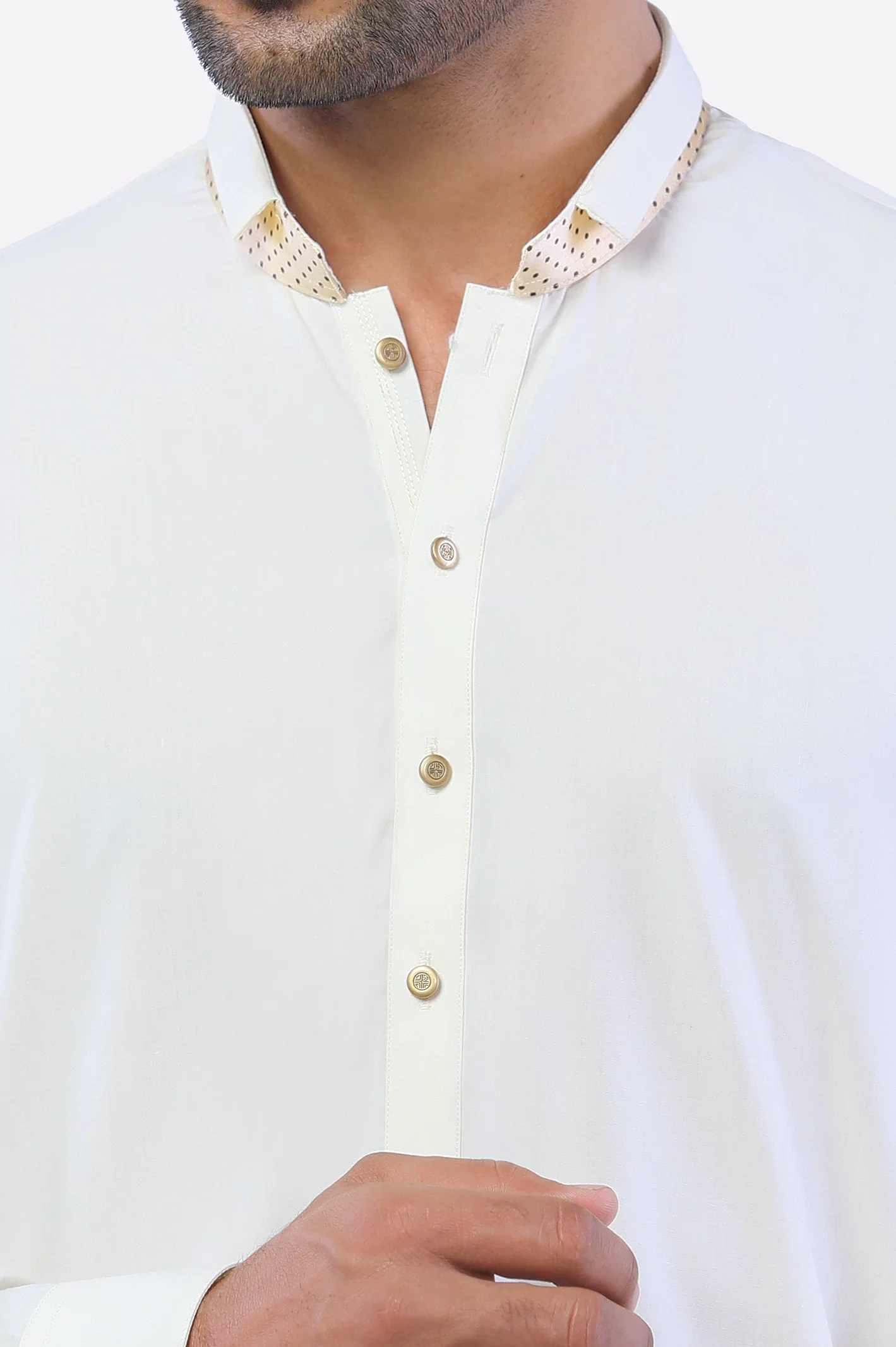 Cream Wash & Wear Shalwar Kameez - Image 3