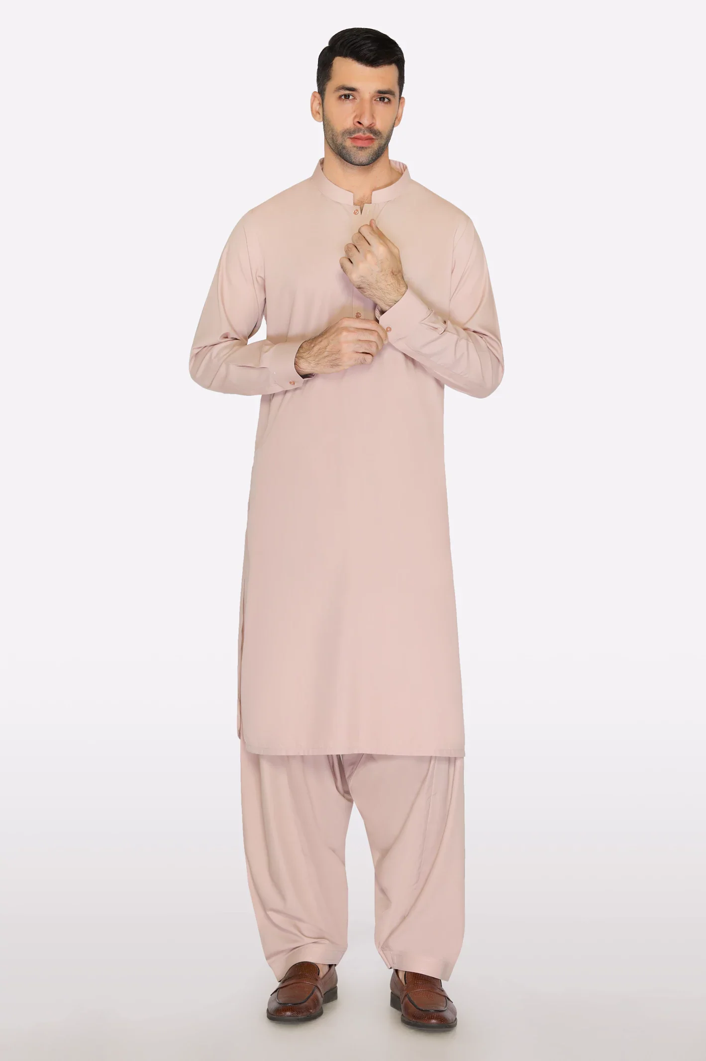 Light Brown Wash & Wear Shalwar Kameez - Image 2