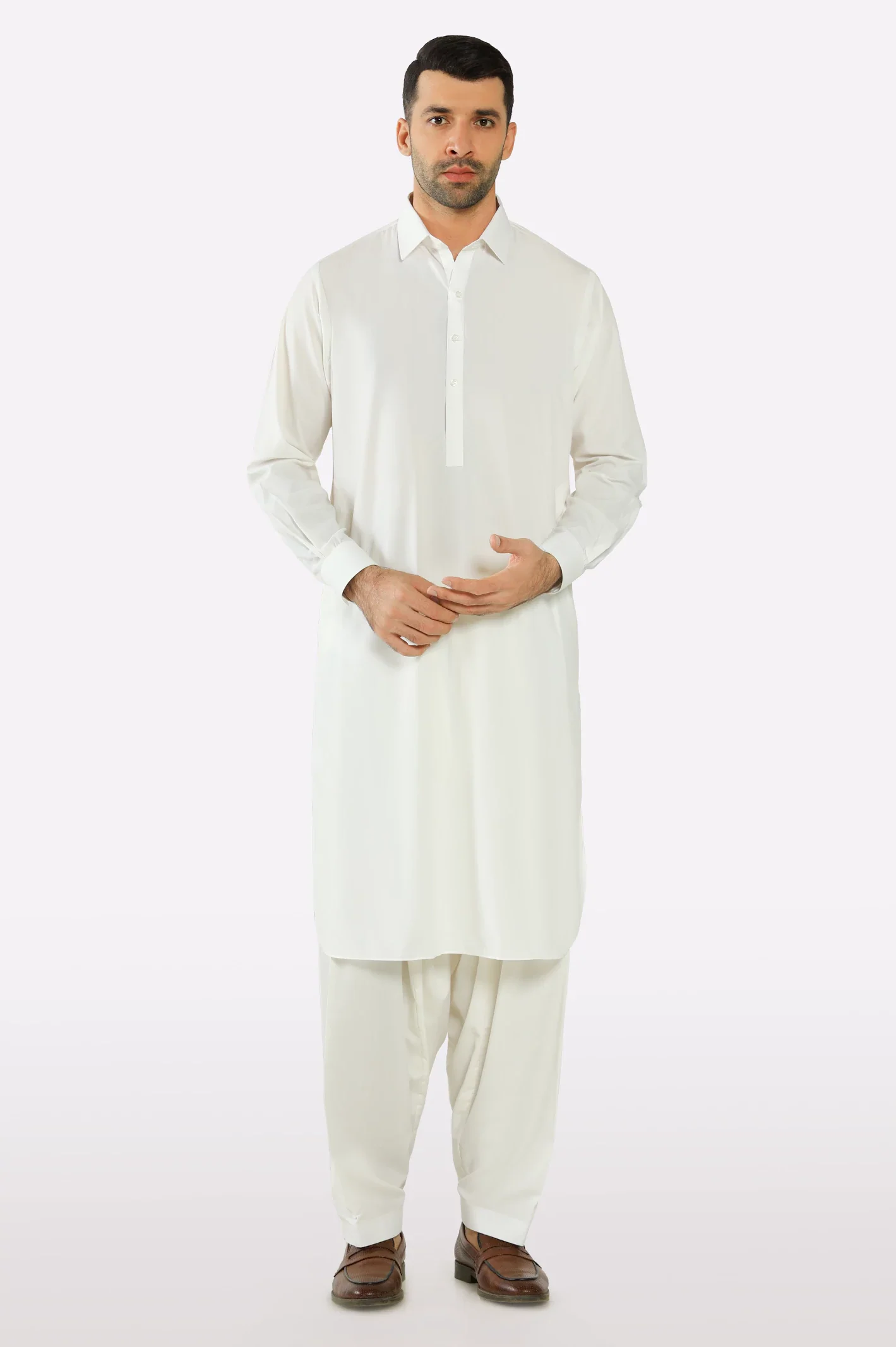 Off White Wash & Wear Shalwar Kameez - Image 2