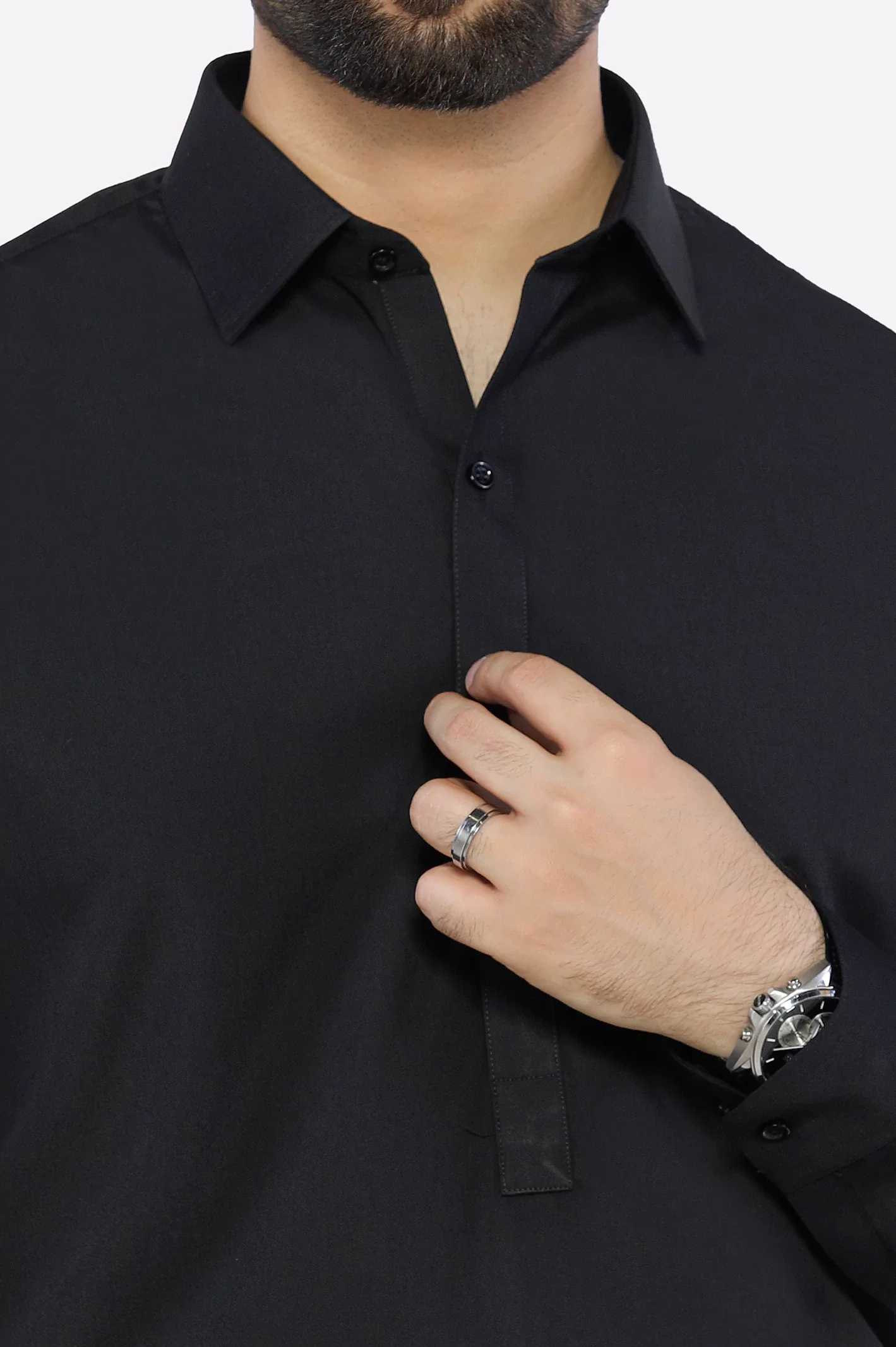 Black Wash & Wear Shalwar Kameez - Image 3