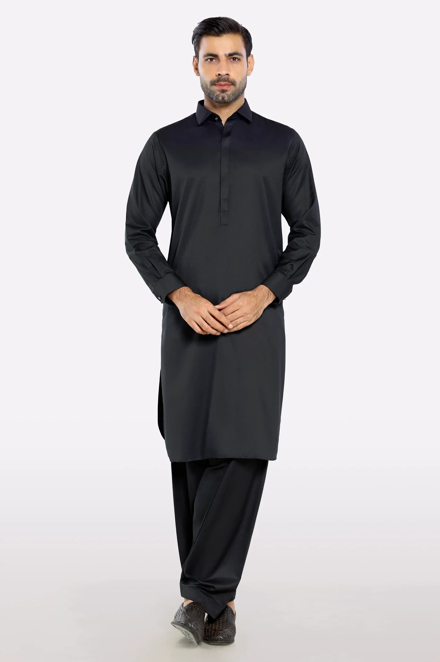 Black Wash & Wear Shalwar Kameez - Image 2