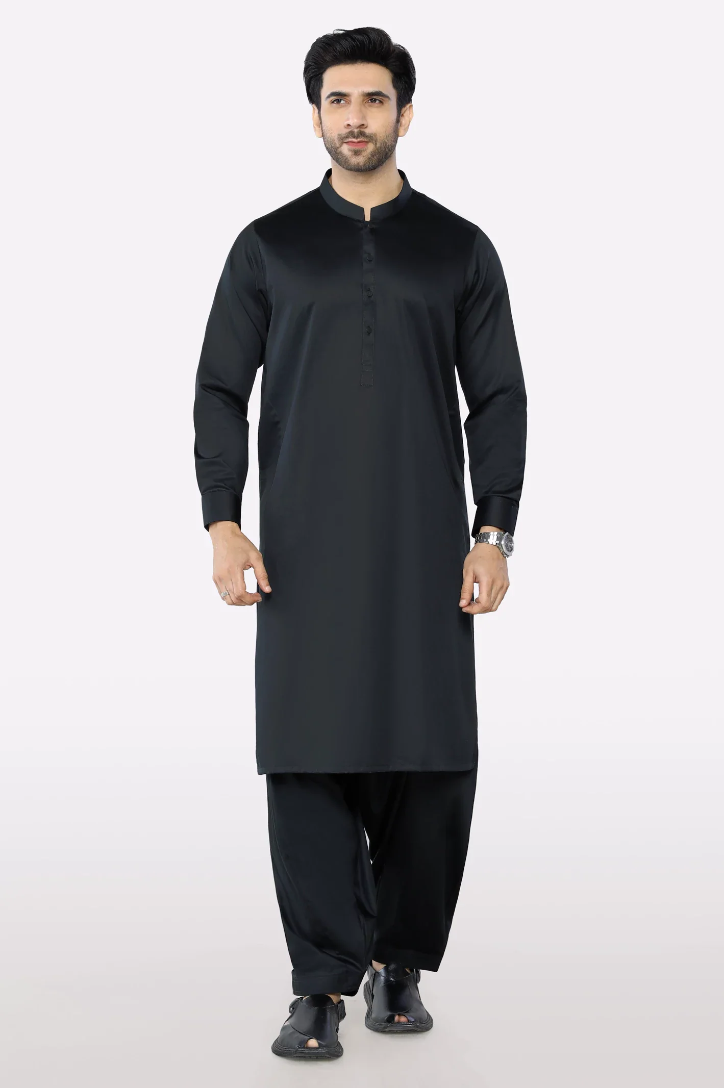 Black Cotton Shalwar Kameez - Image 2