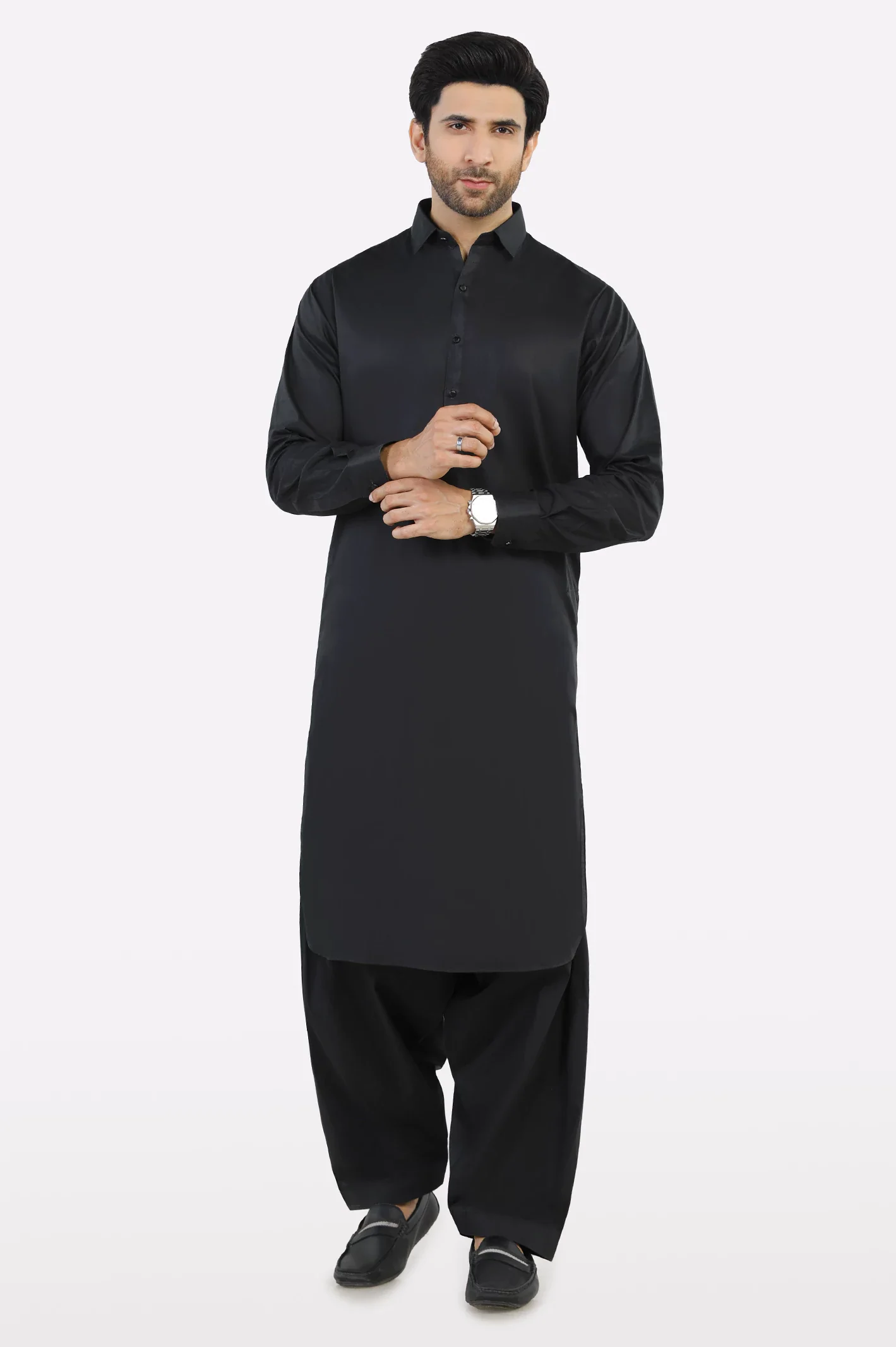Black Cotton Shalwar Kameez - Image 2