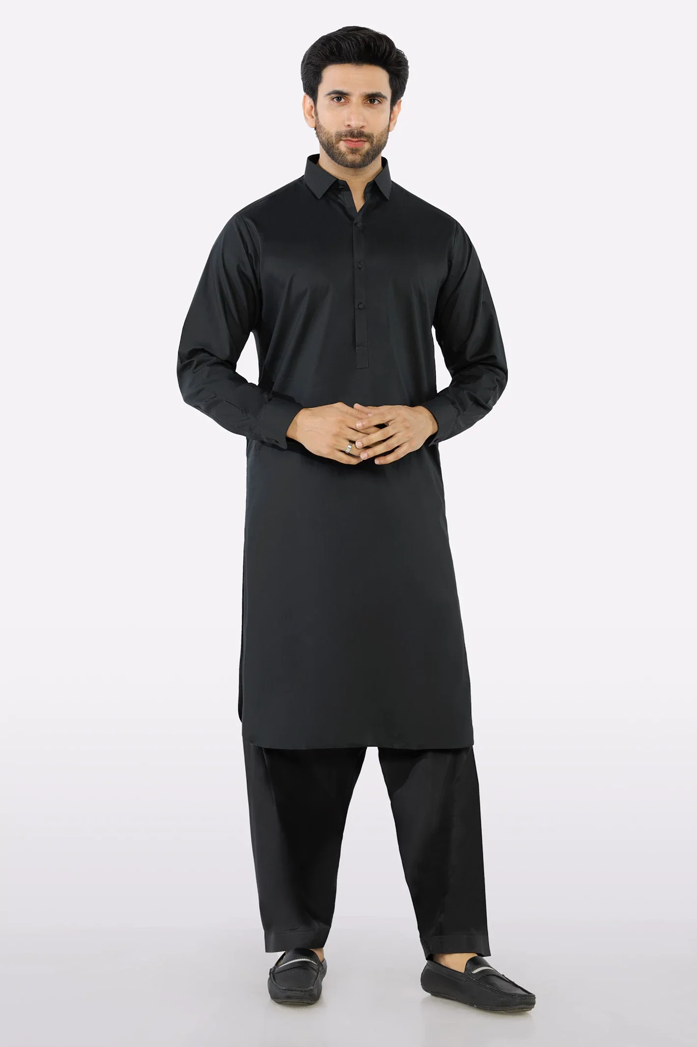Black Cotton Shalwar Kameez - Image 2
