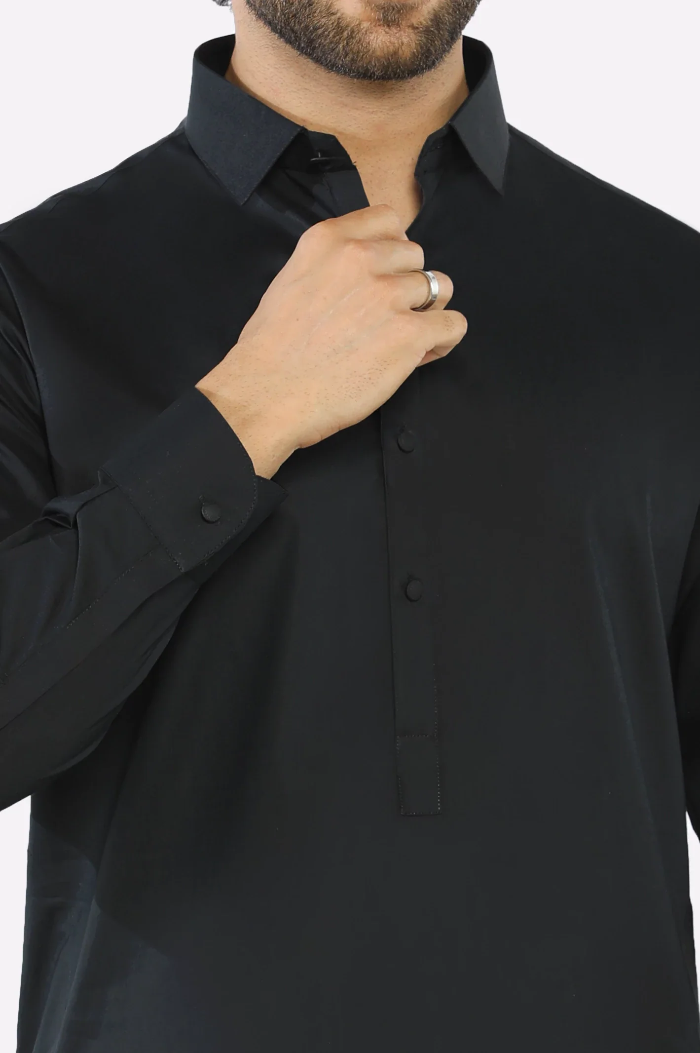 Black Cotton Shalwar Kameez - Image 3