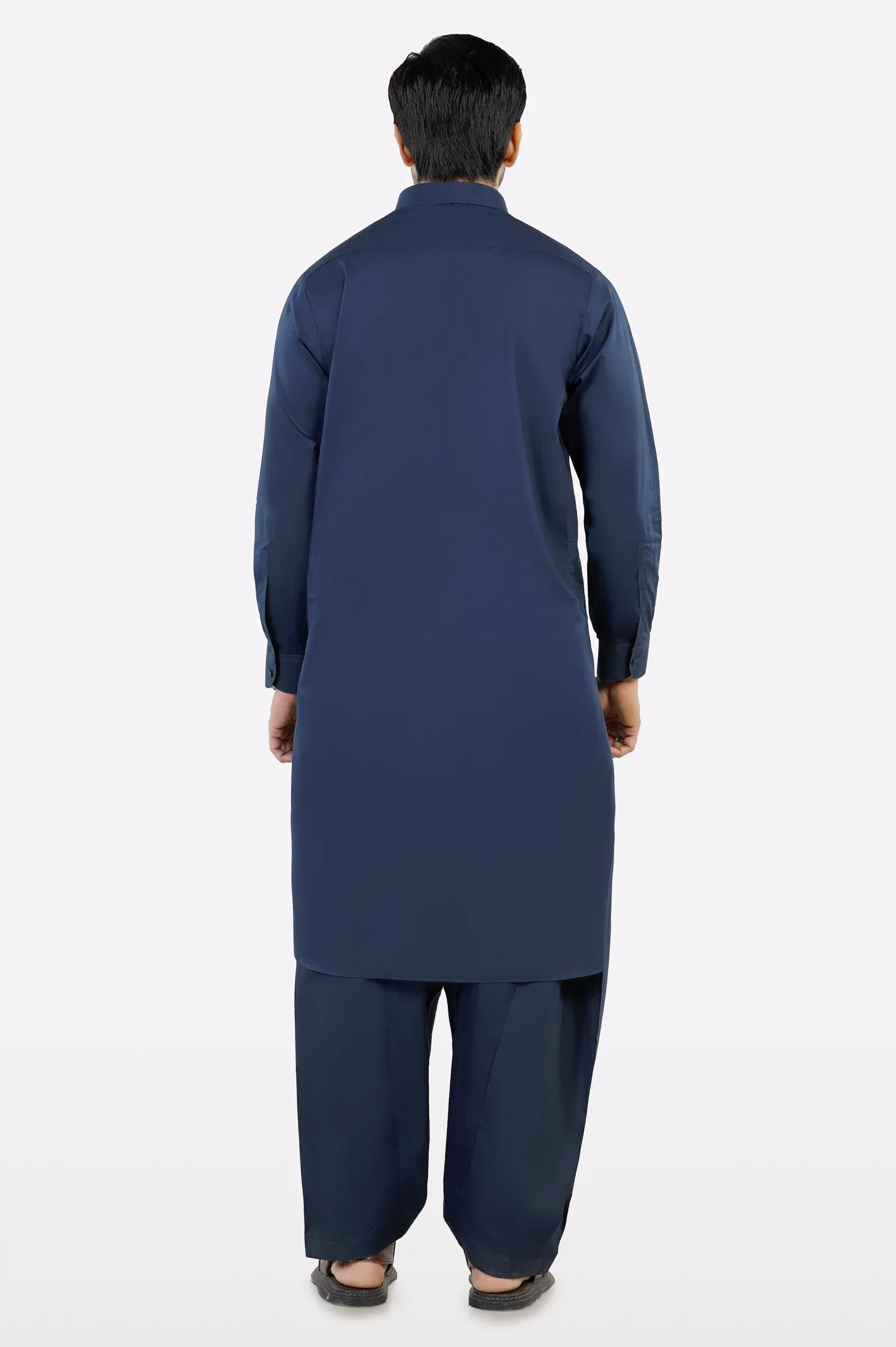 Navy Blue Cotton Shalwar Kameez - Image 4