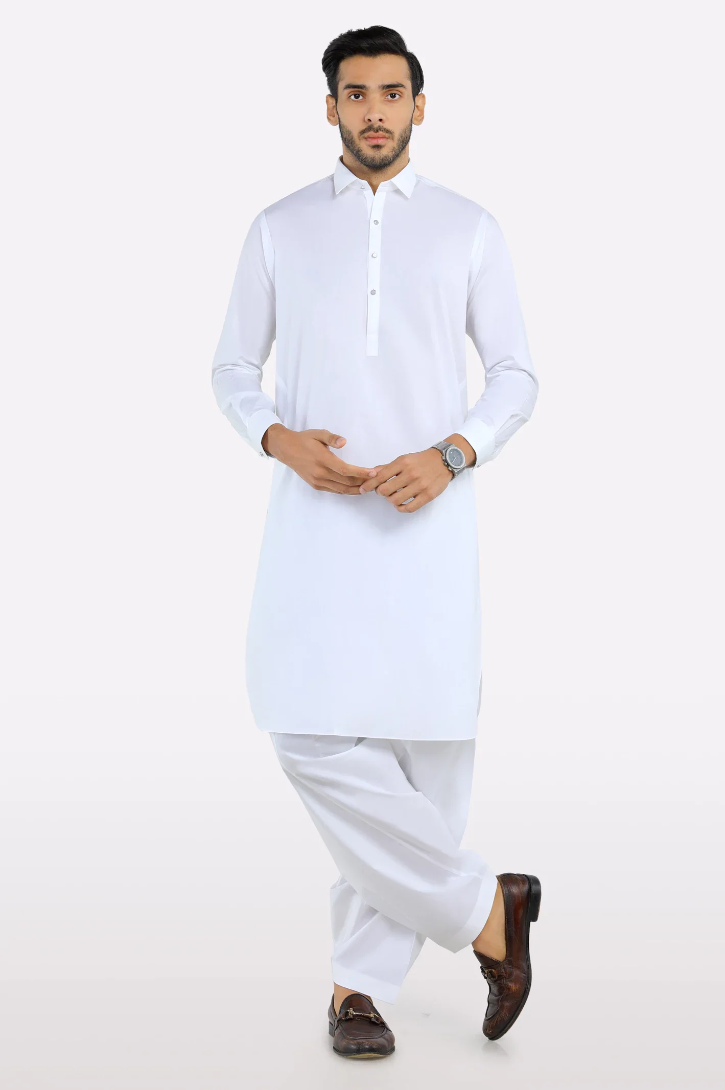 Off White Cotton Shalwar Kameez - Image 2