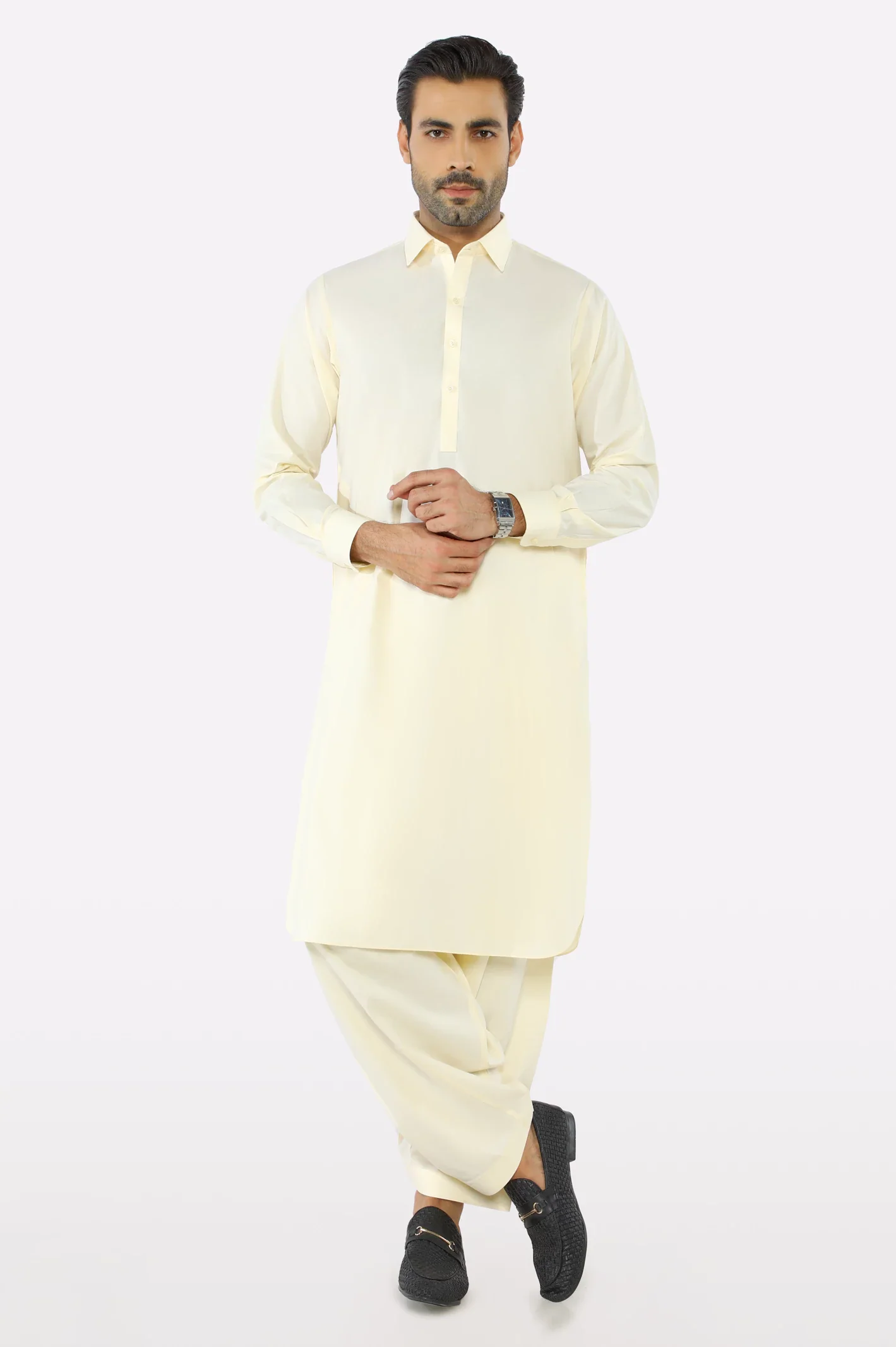 Cream Wash & Wear Shalwar Kameez - Image 2