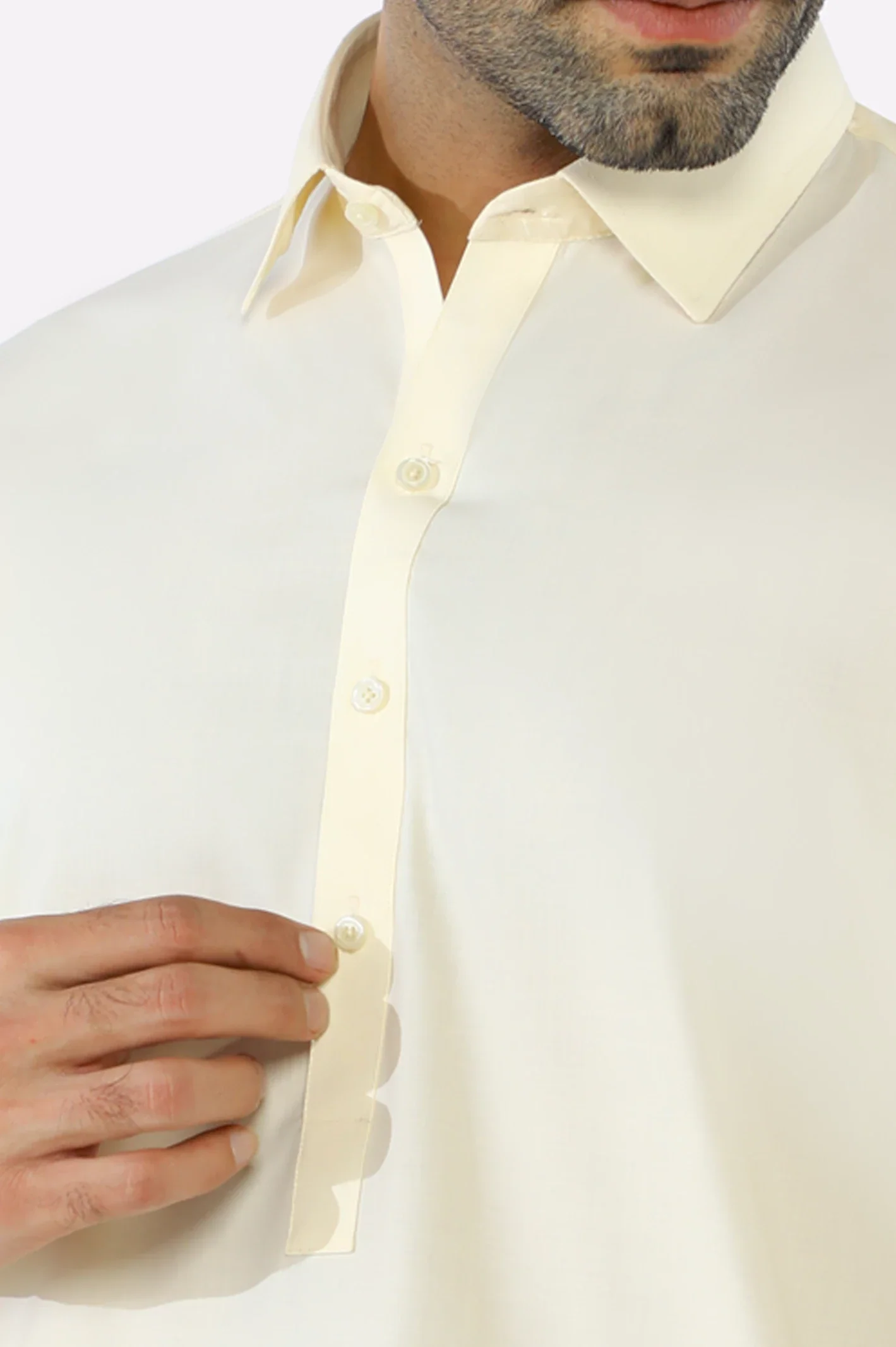 Cream Wash & Wear Shalwar Kameez - Image 3