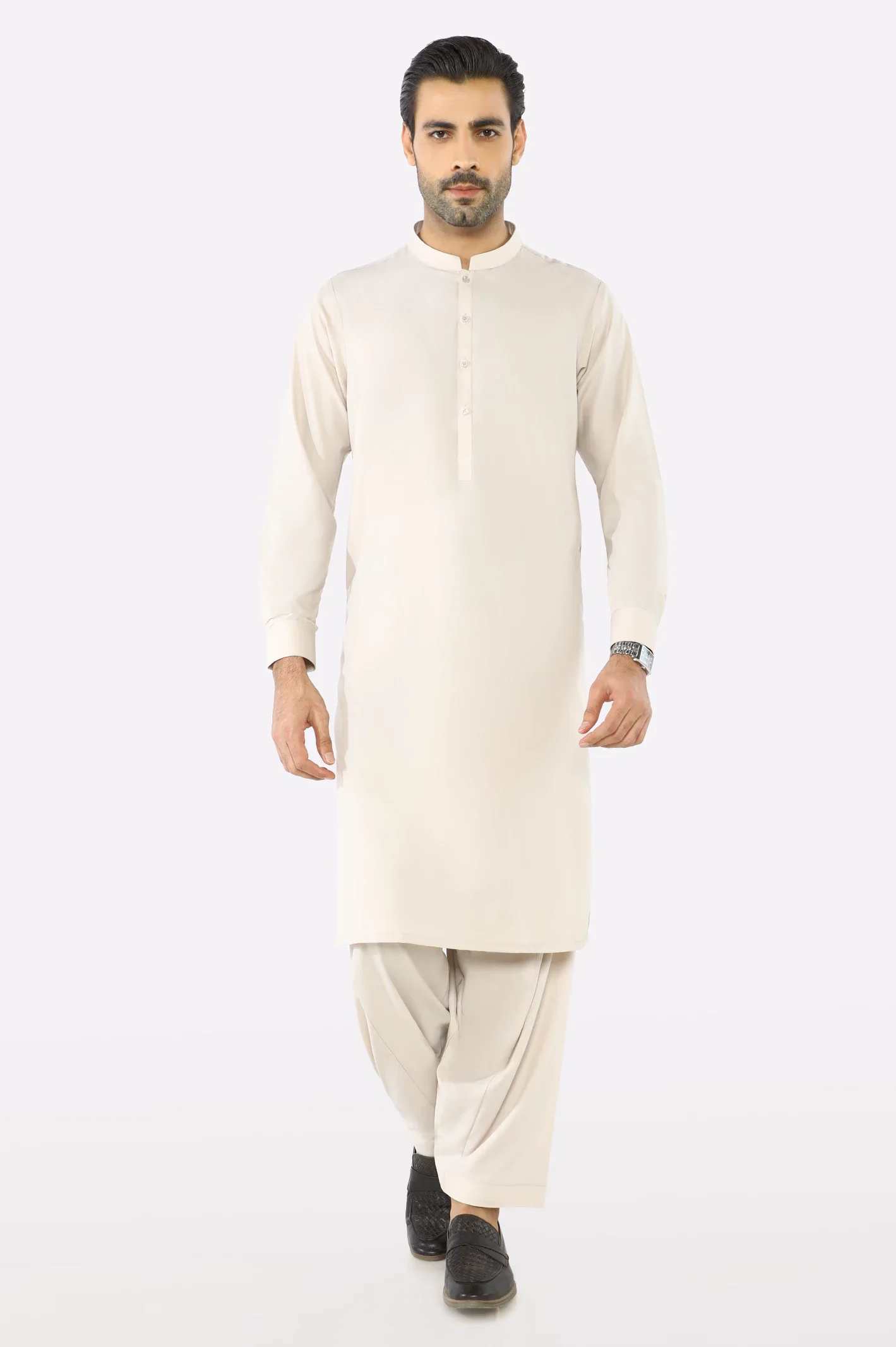 Light Beige Wash & Wear Shalwar Kameez - Image 2