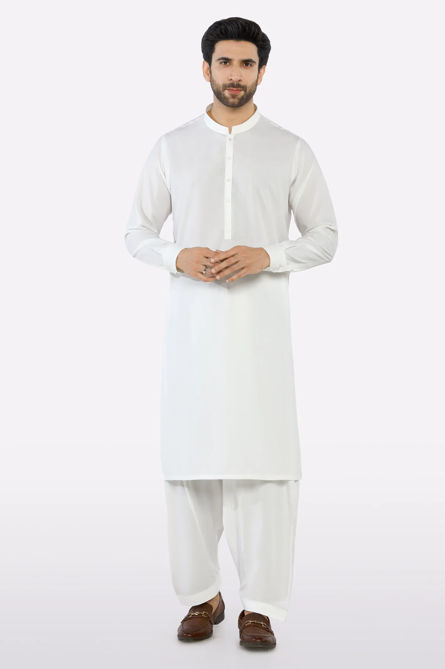 Off White Wash & Wear Shalwar Kameez - Image 2