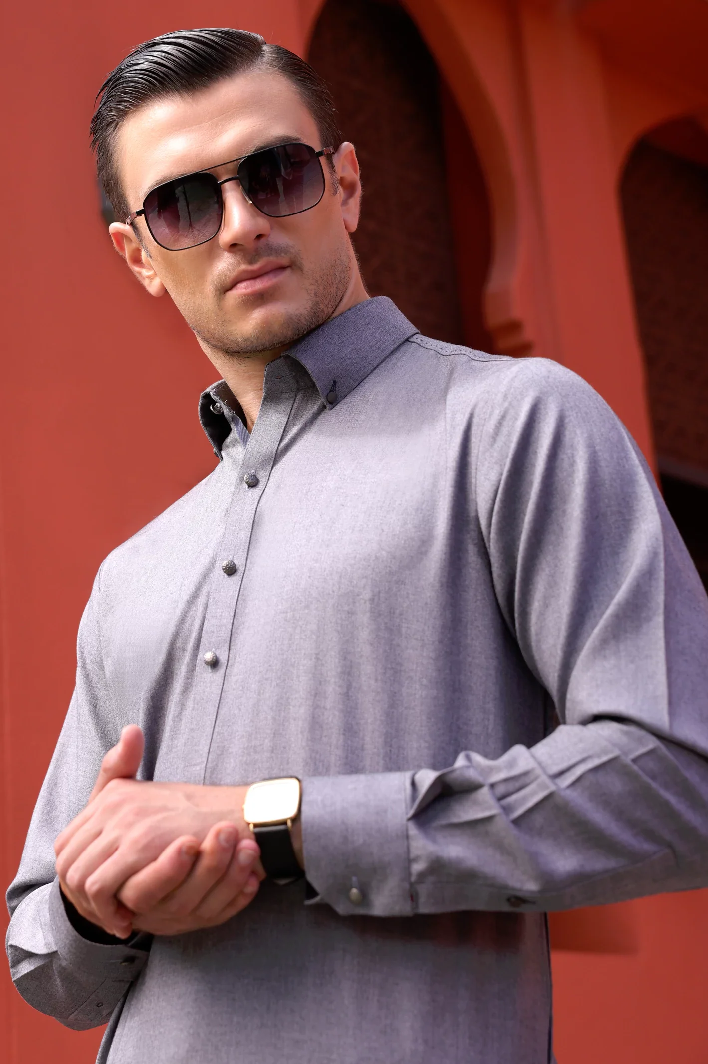Grey Wash & Wear Shalwar Kameez - Image 3