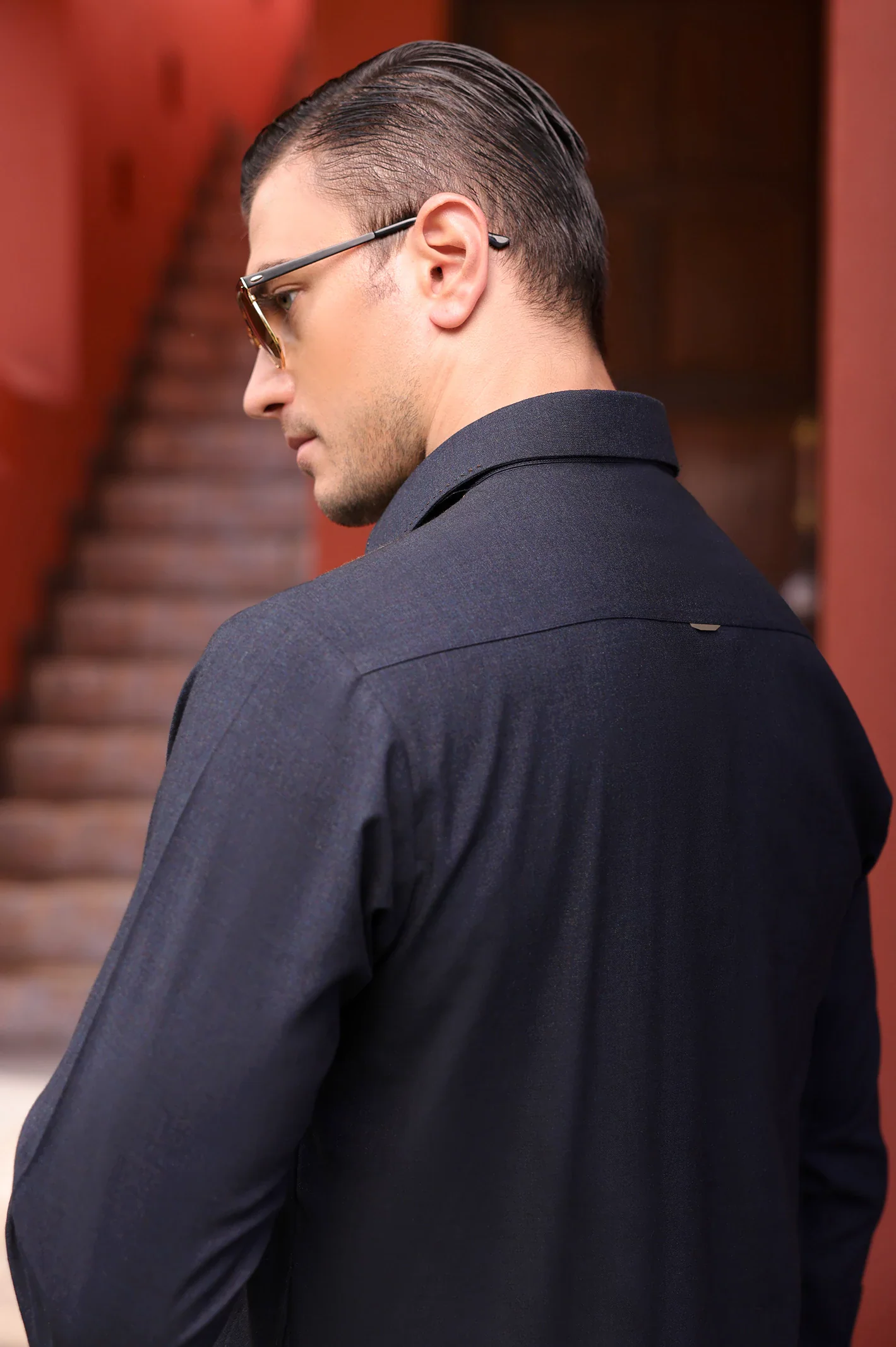 Dark Blue Wash & Wear Shalwar Kameez - Image 4
