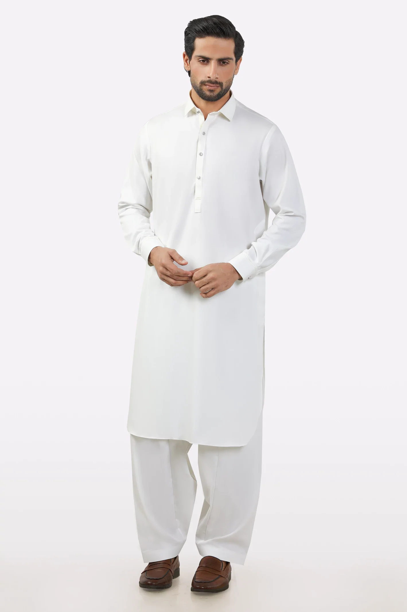 Off White Wash & Wear Shalwar Kameez - Image 2