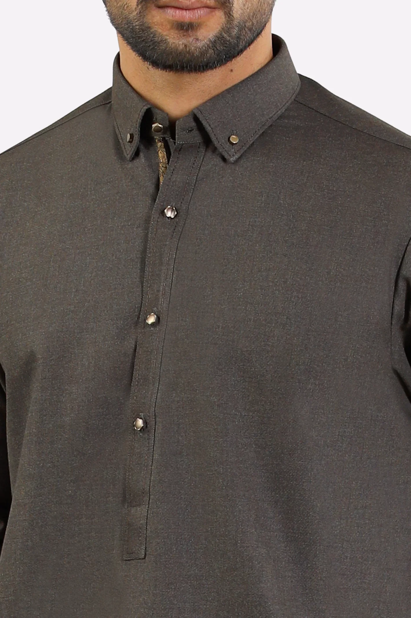 Dark Brown Wash & Wear Shalwar Kameez - Image 3