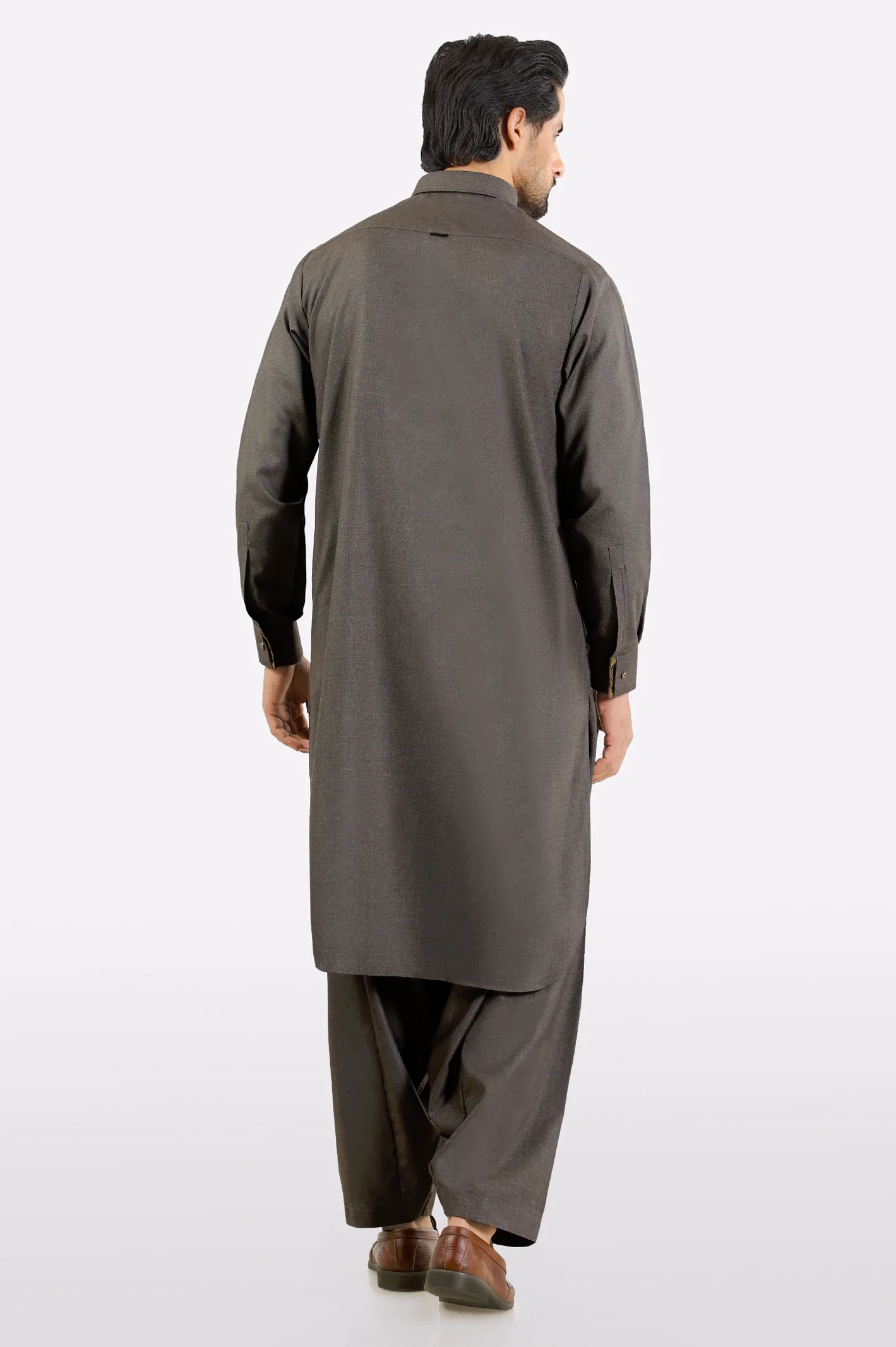 Dark Brown Wash & Wear Shalwar Kameez - Image 4