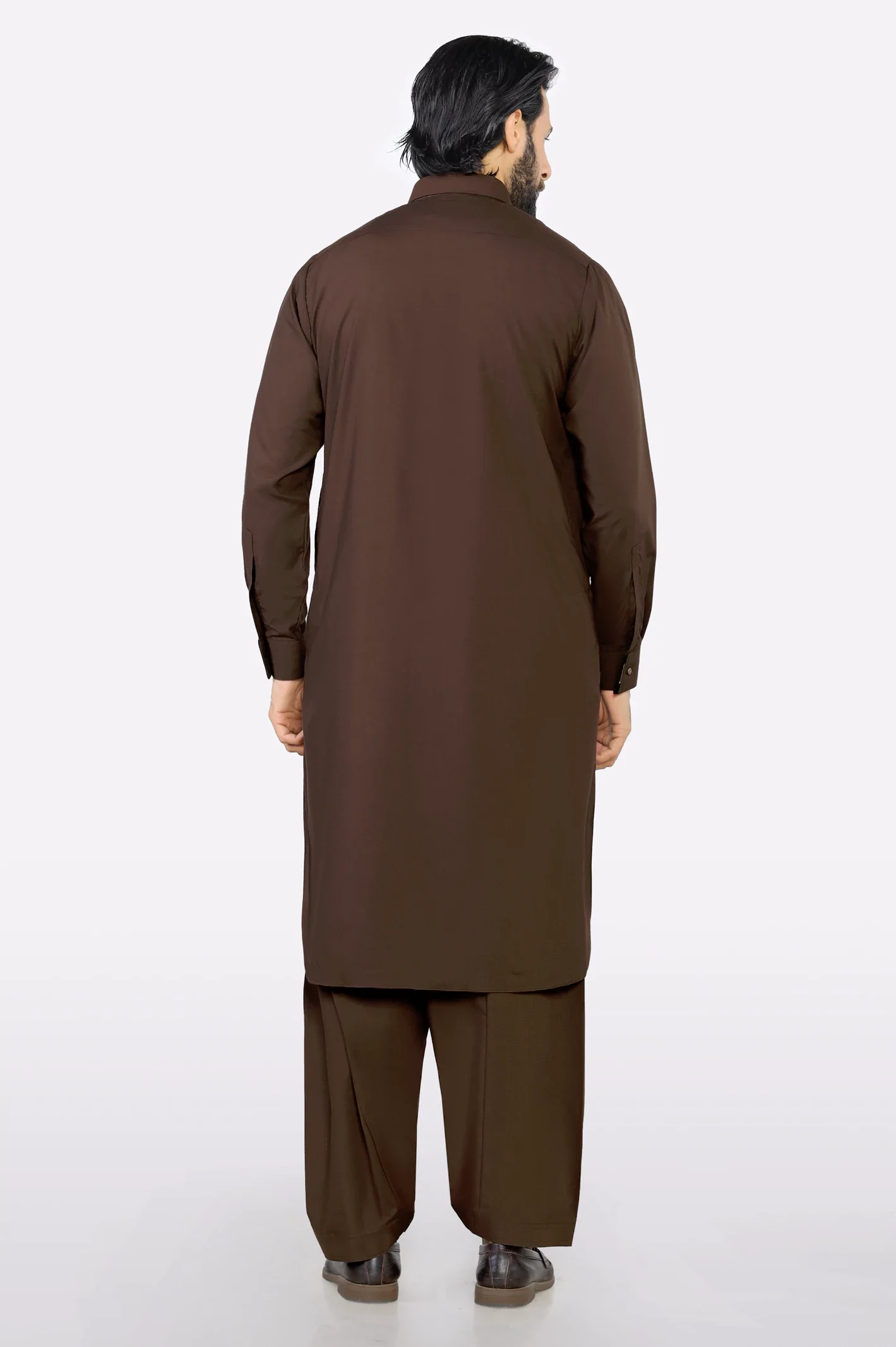 Brown Wash & Wear Shalwar Kameez - Image 4
