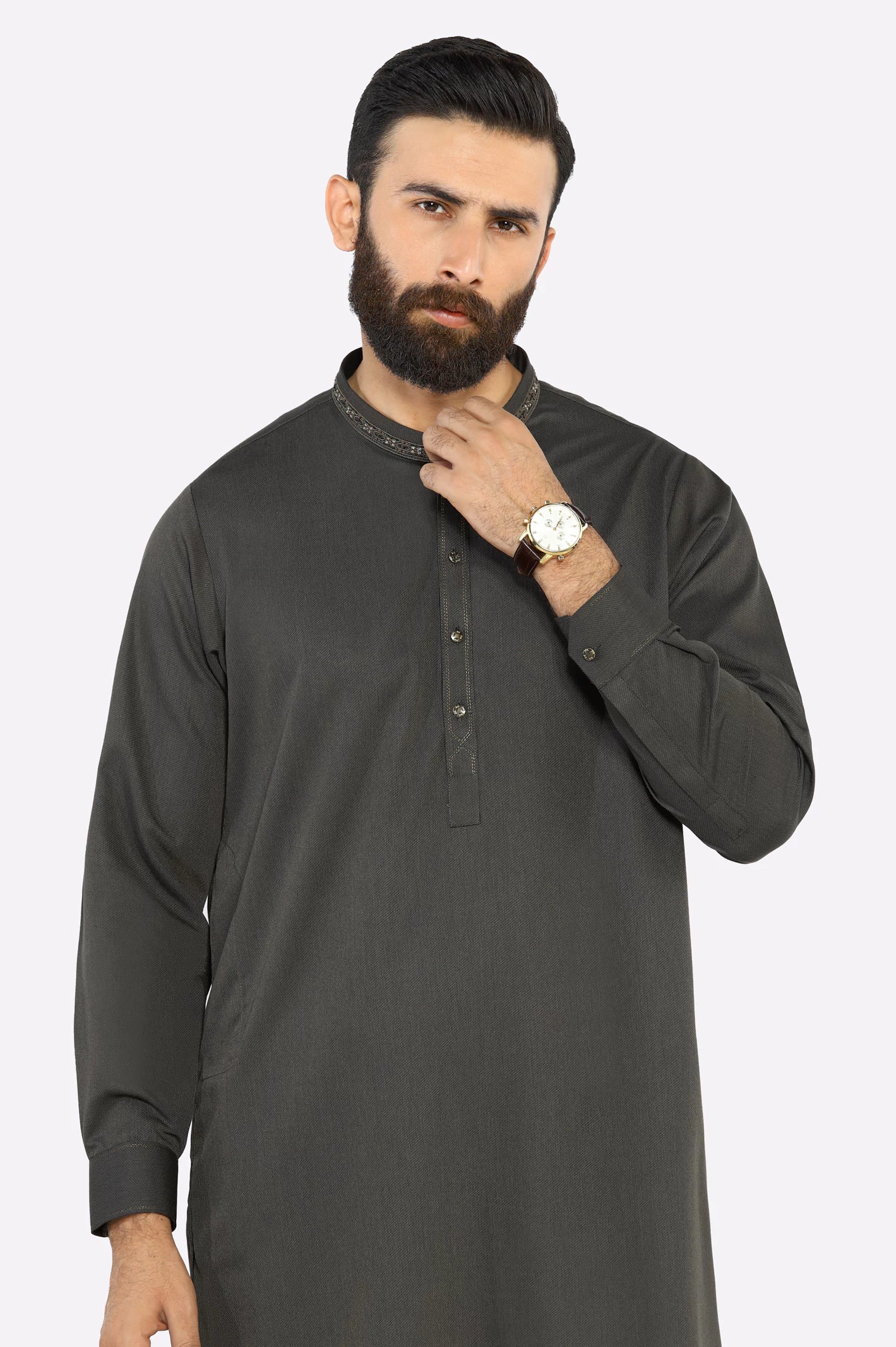 Dark Grey Wash & Wear Shalwar Kameez