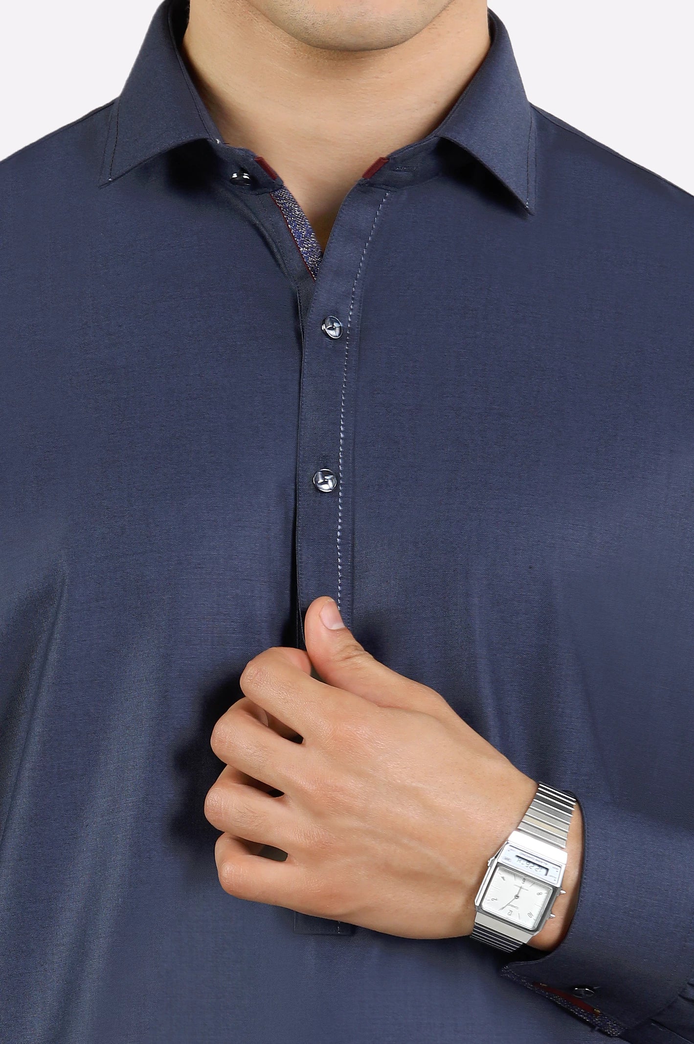 Blue Wash & Wear Shalwar Kameez - Image 3