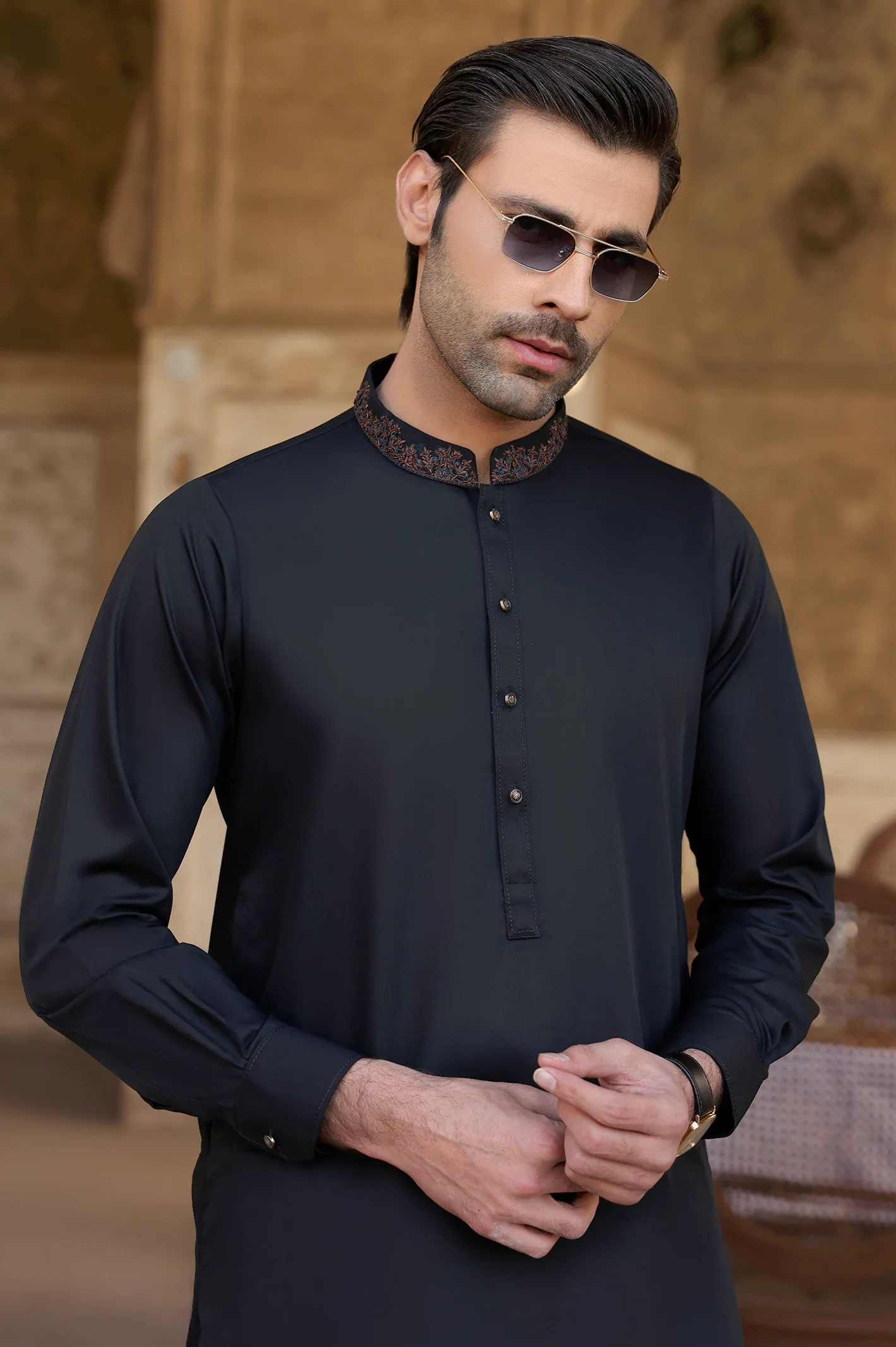 Black Wash & Wear Shalwar Kameez - Image 3