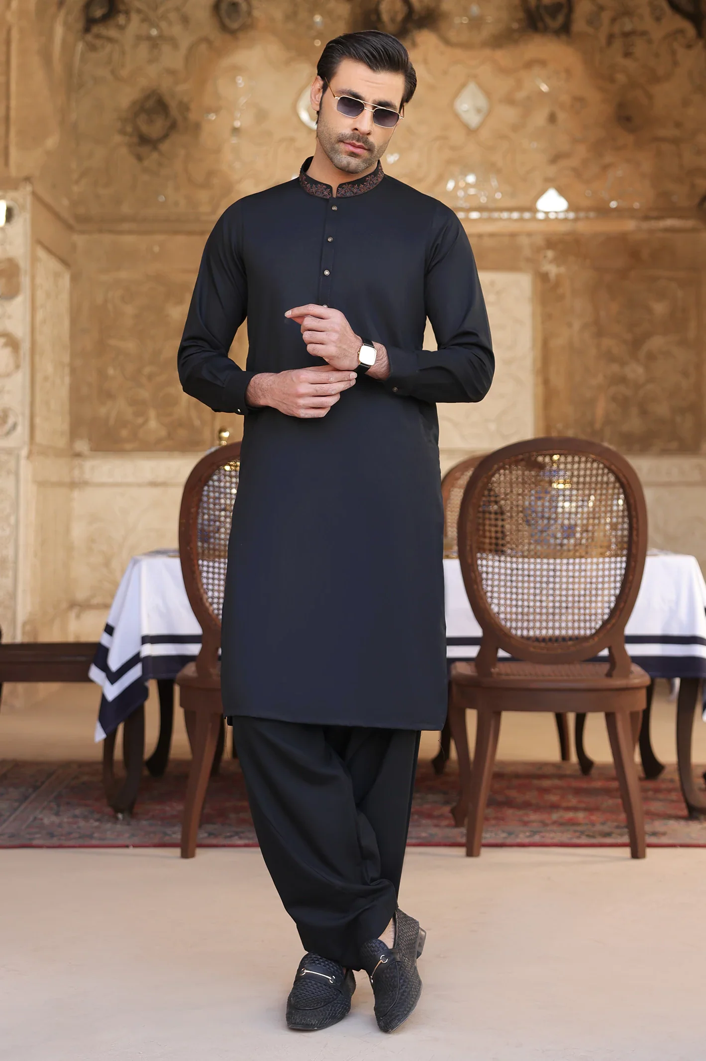 Black Wash & Wear Shalwar Kameez - Image 4