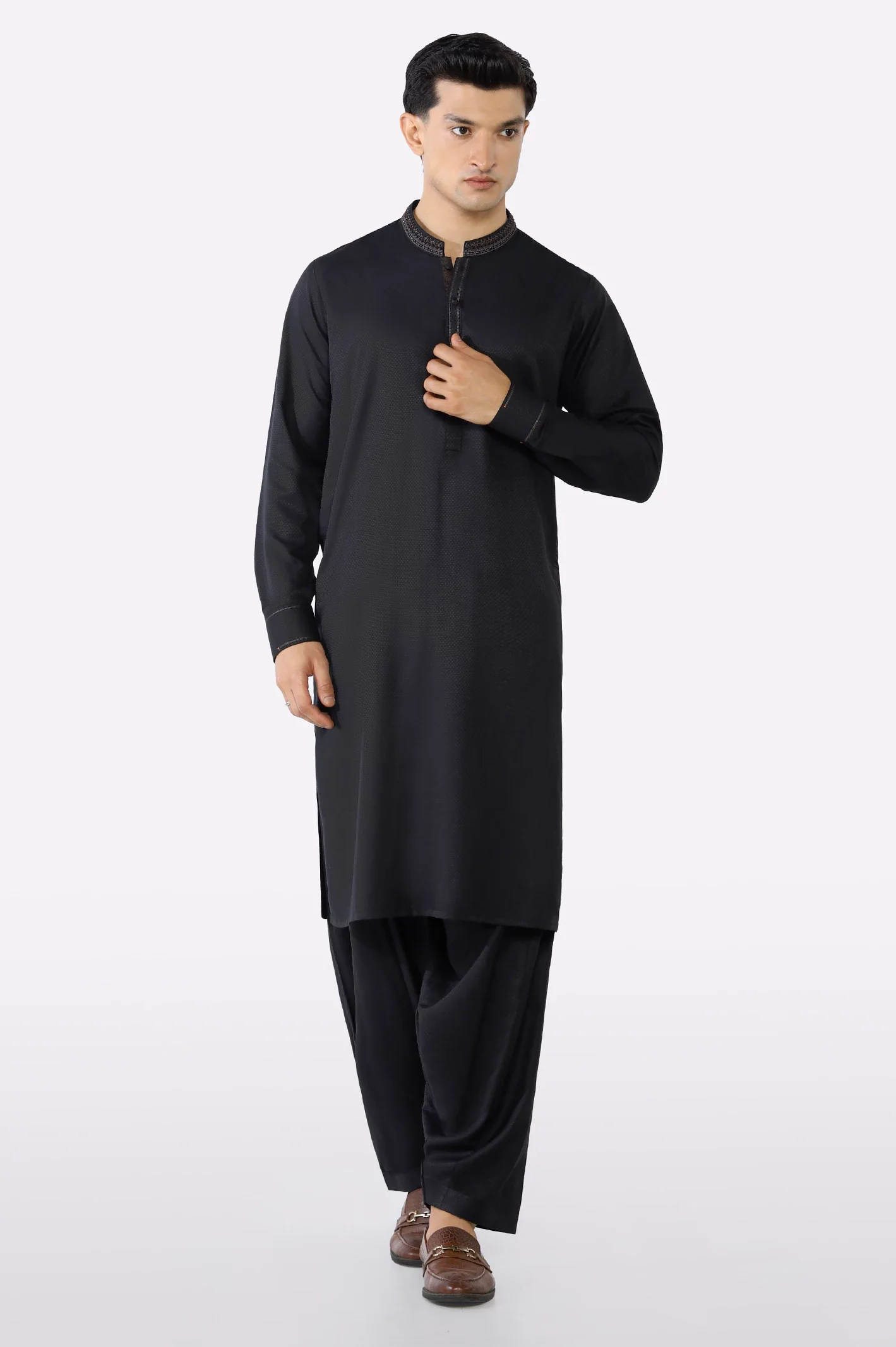 Black Wash & Wear Shalwar Kameez - Image 2
