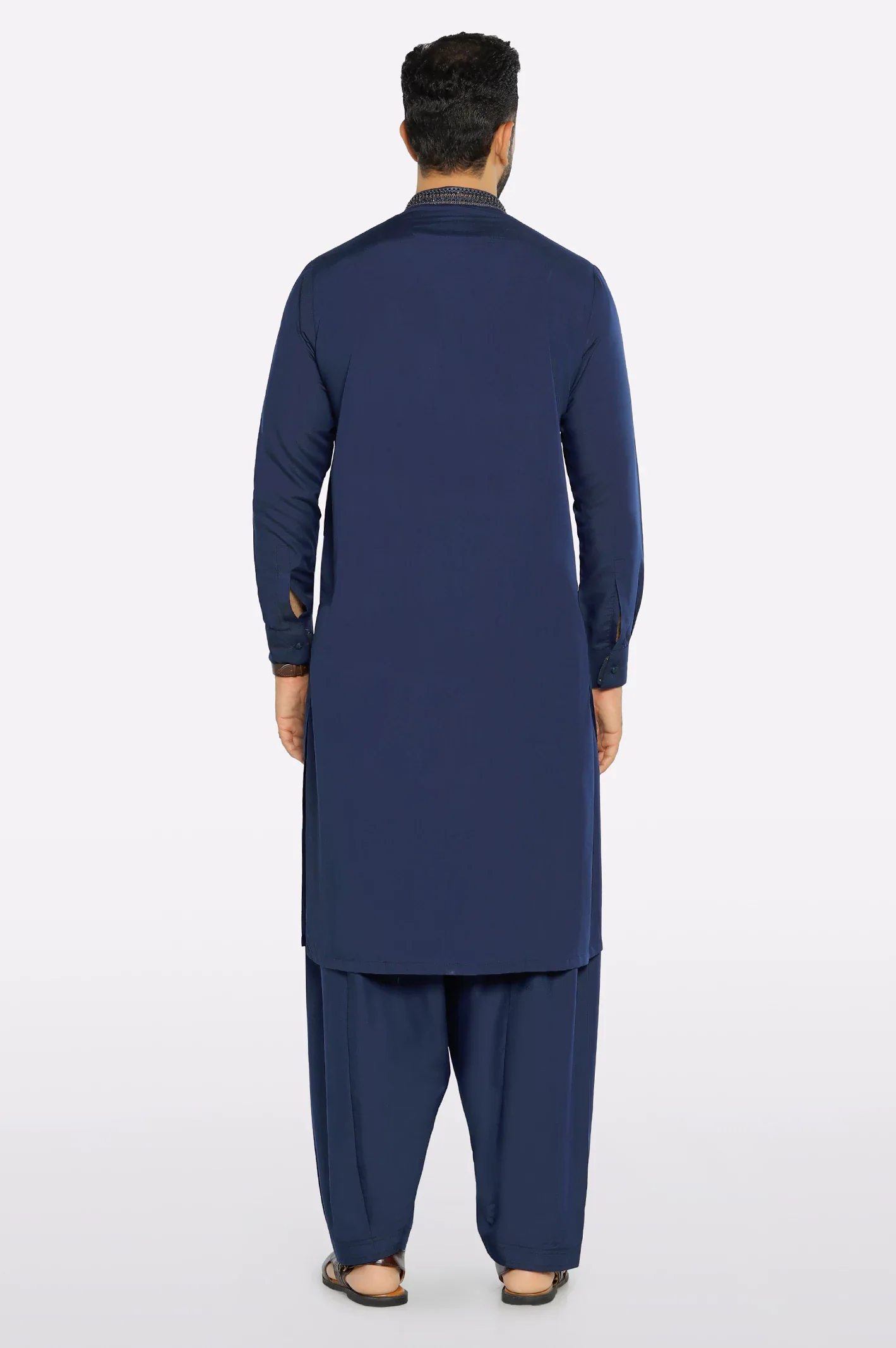 Royal Blue Wash & Wear Shalwar Kameez - Image 4
