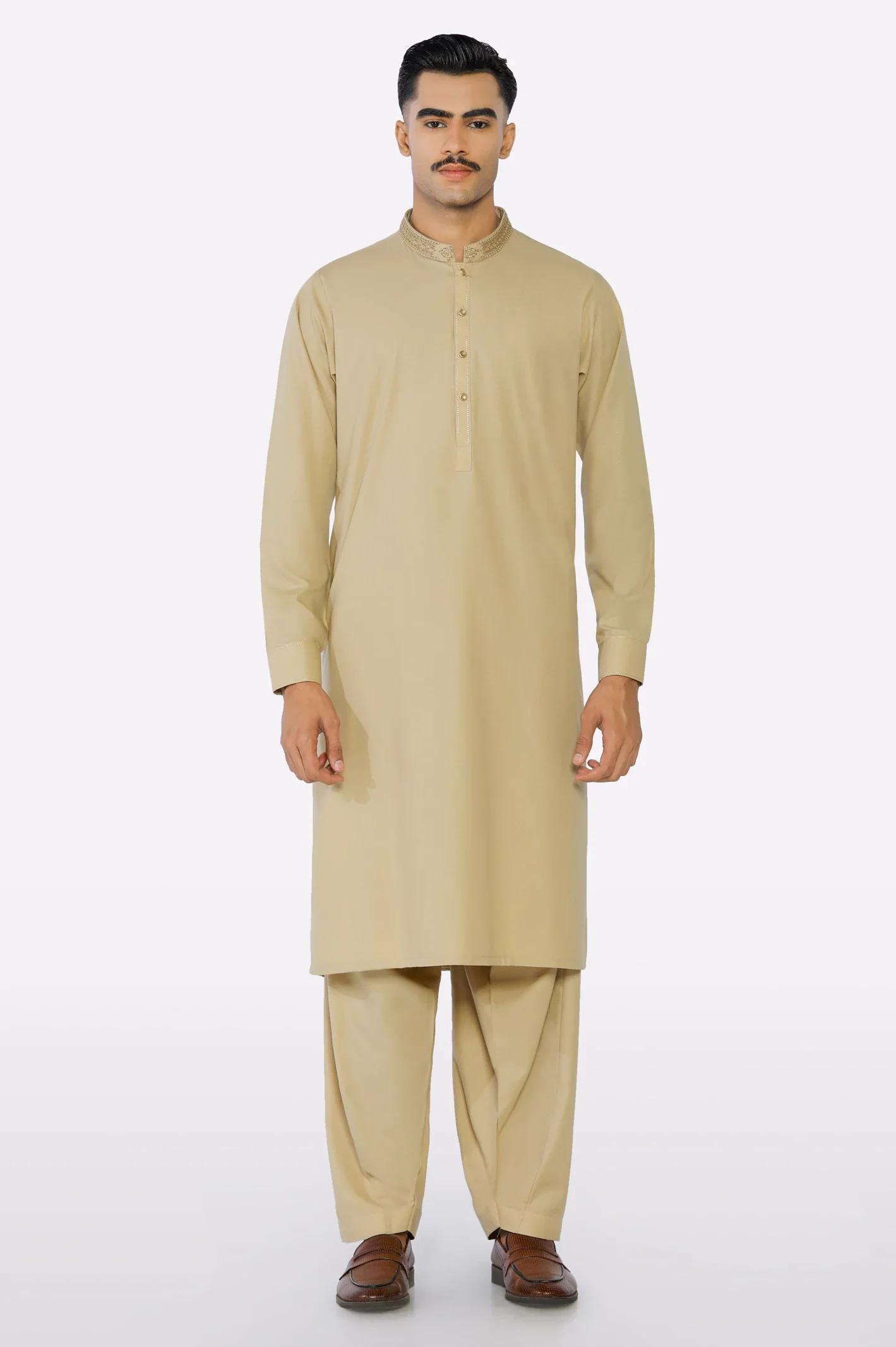 Beige Wash & Wear Shalwar Kameez - Image 2