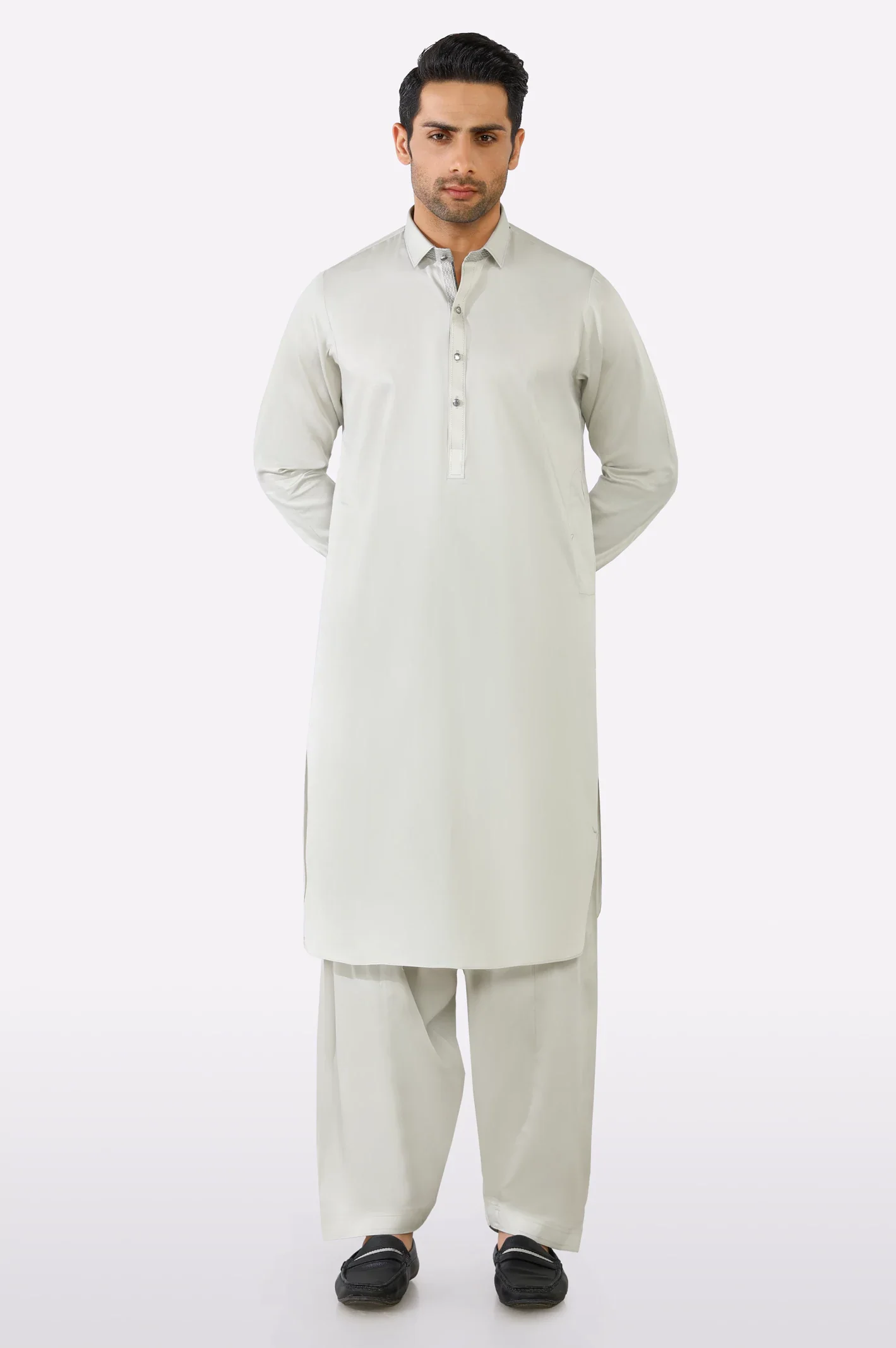 Light Grey Cotton Shalwar Kameez - Image 2