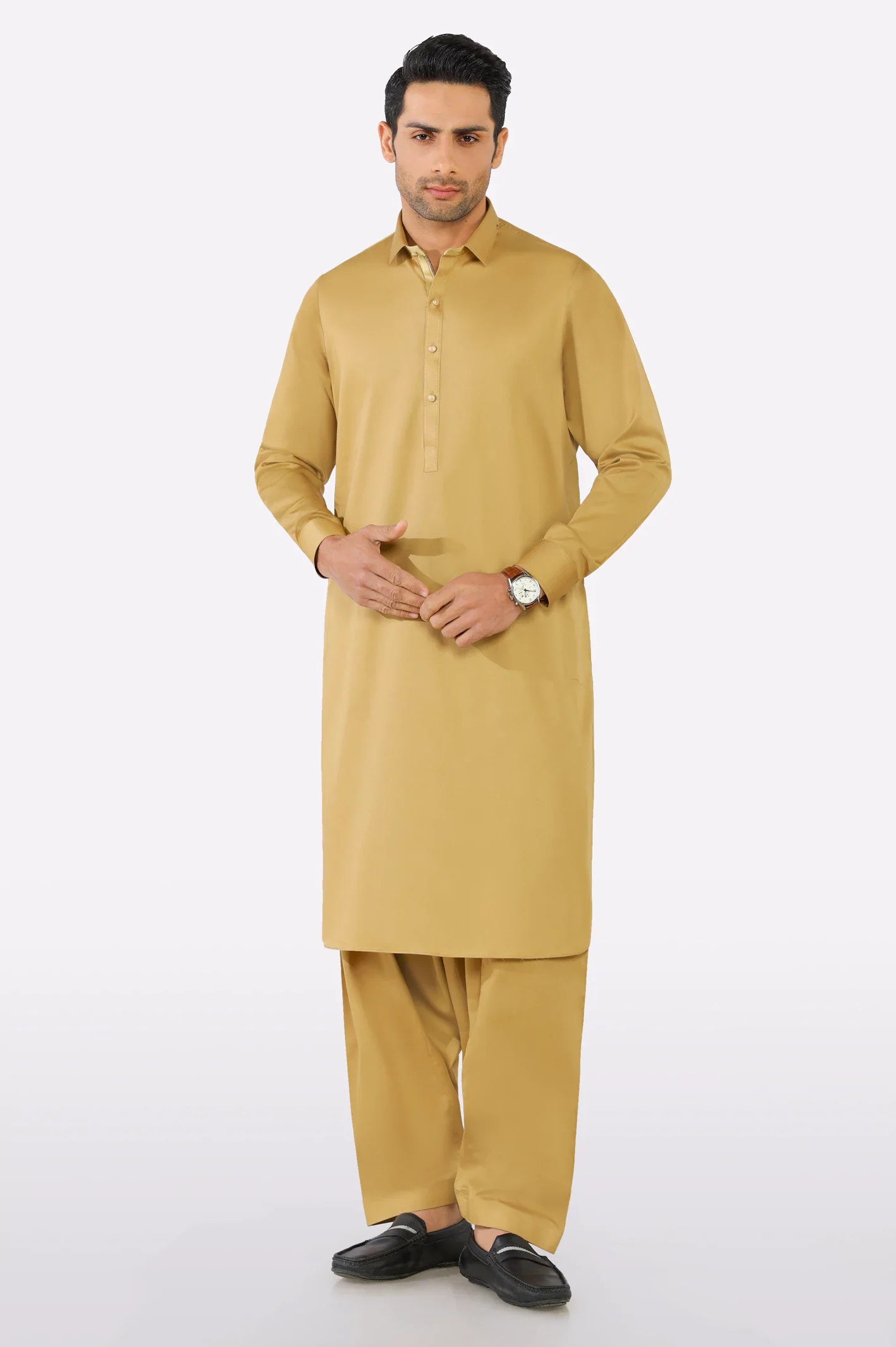 Mustard Cotton Shalwar Kameez - Image 2