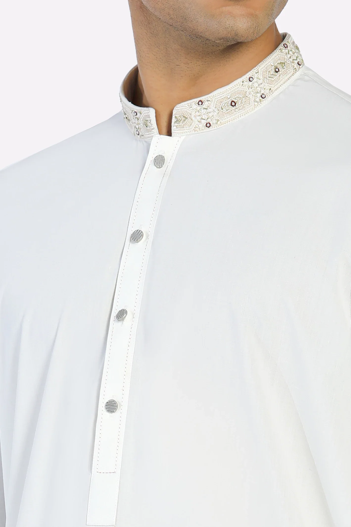 Off White Wash & Wear Shalwar Kameez - Image 3