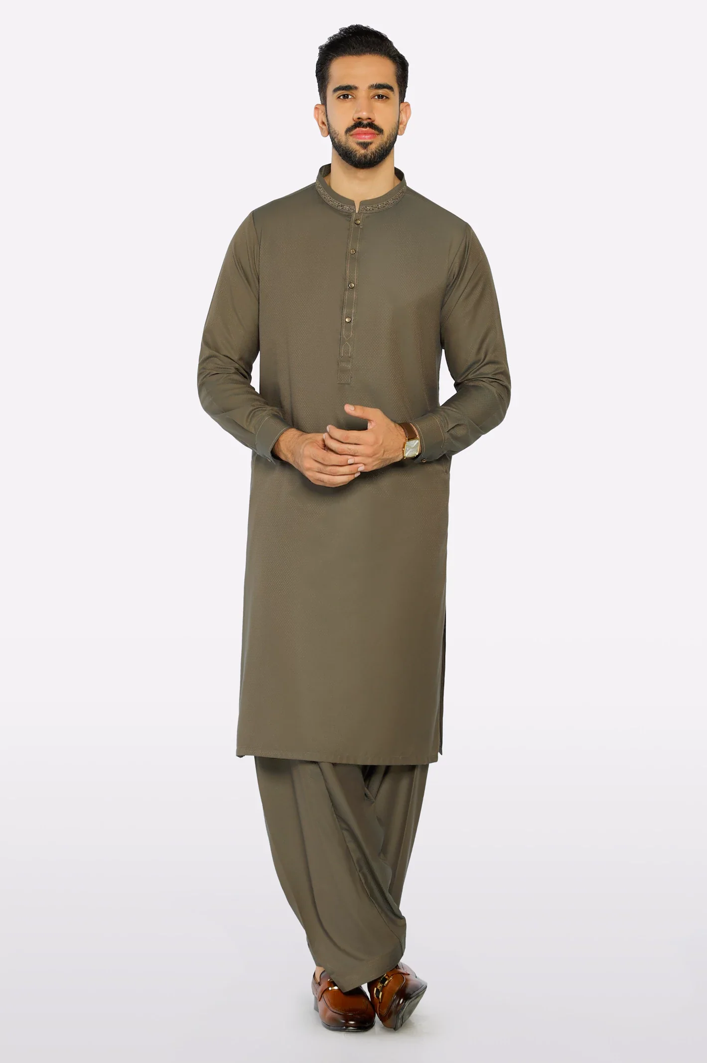 Dark Green Wash & Wear Shalwar Kameez - Image 2