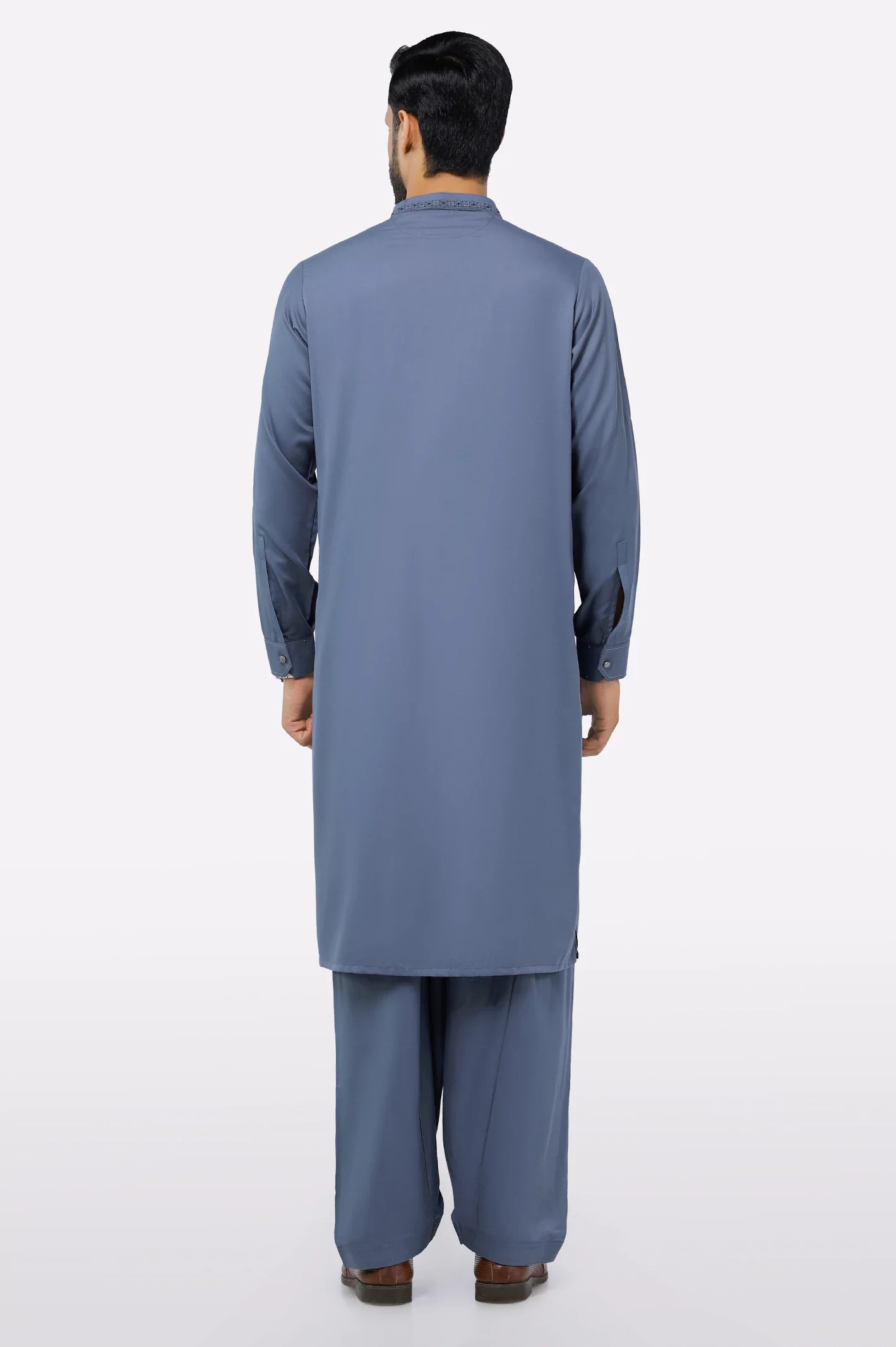 Grey Wash & Wear Shalwar Kameez - Image 4