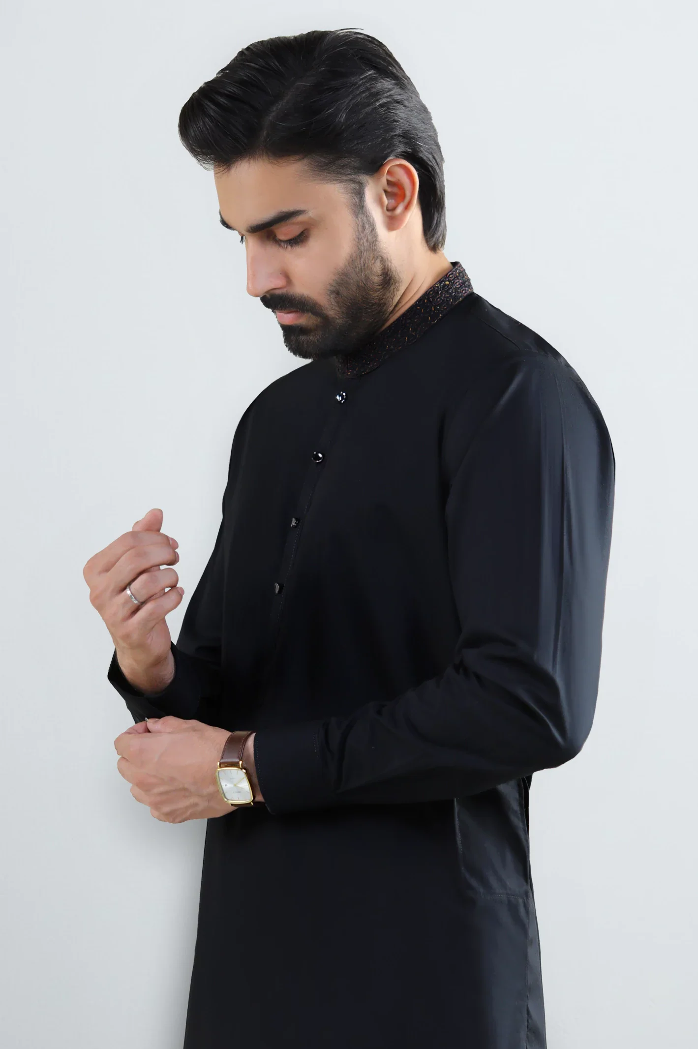 Black Cotton Shalwar Kameez - Image 3