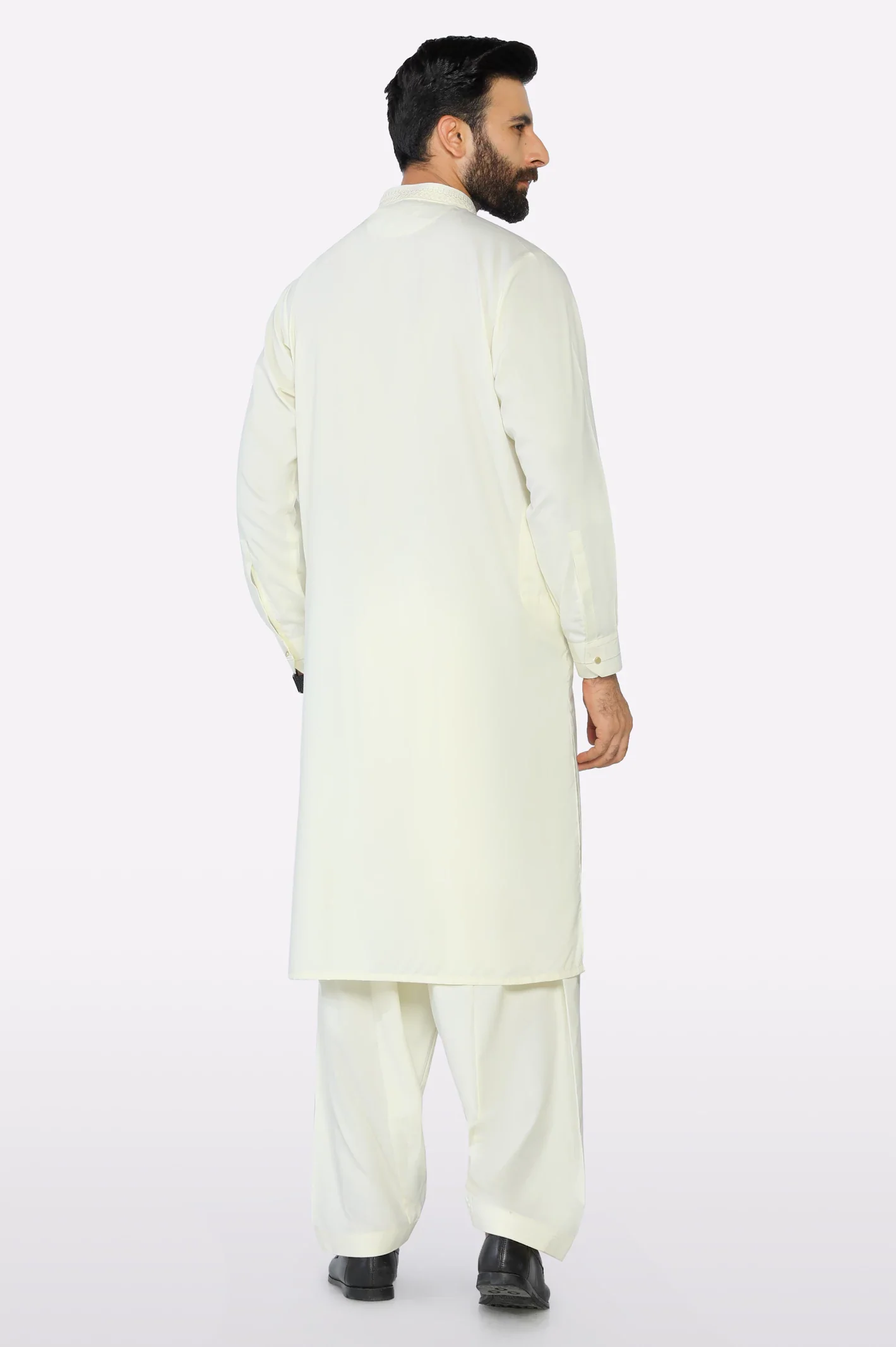 Cream Wash & Wear Shalwar Kameez - Image 4