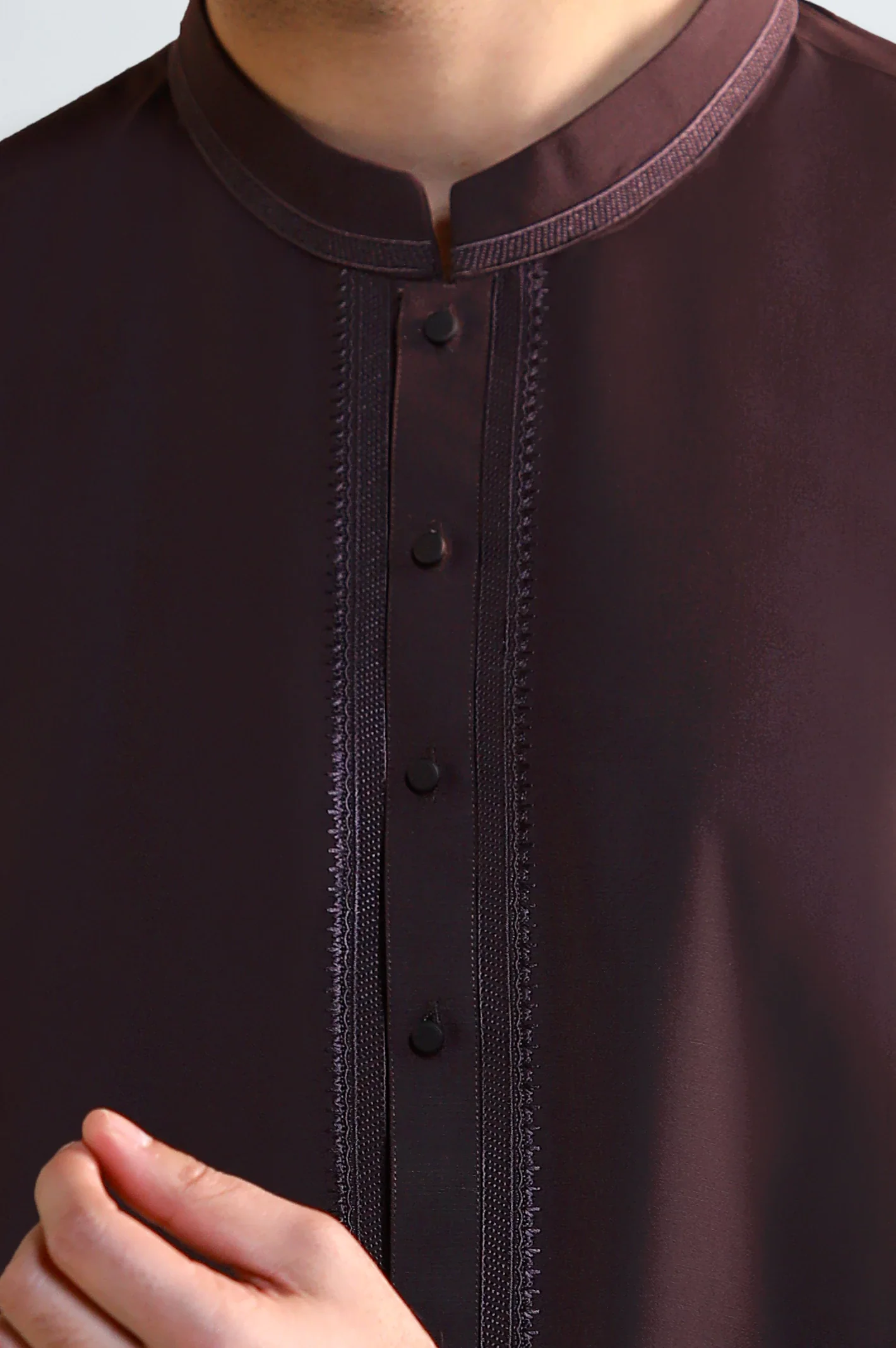 Coffee Brown Wash & Wear Shalwar Kameez - Image 3