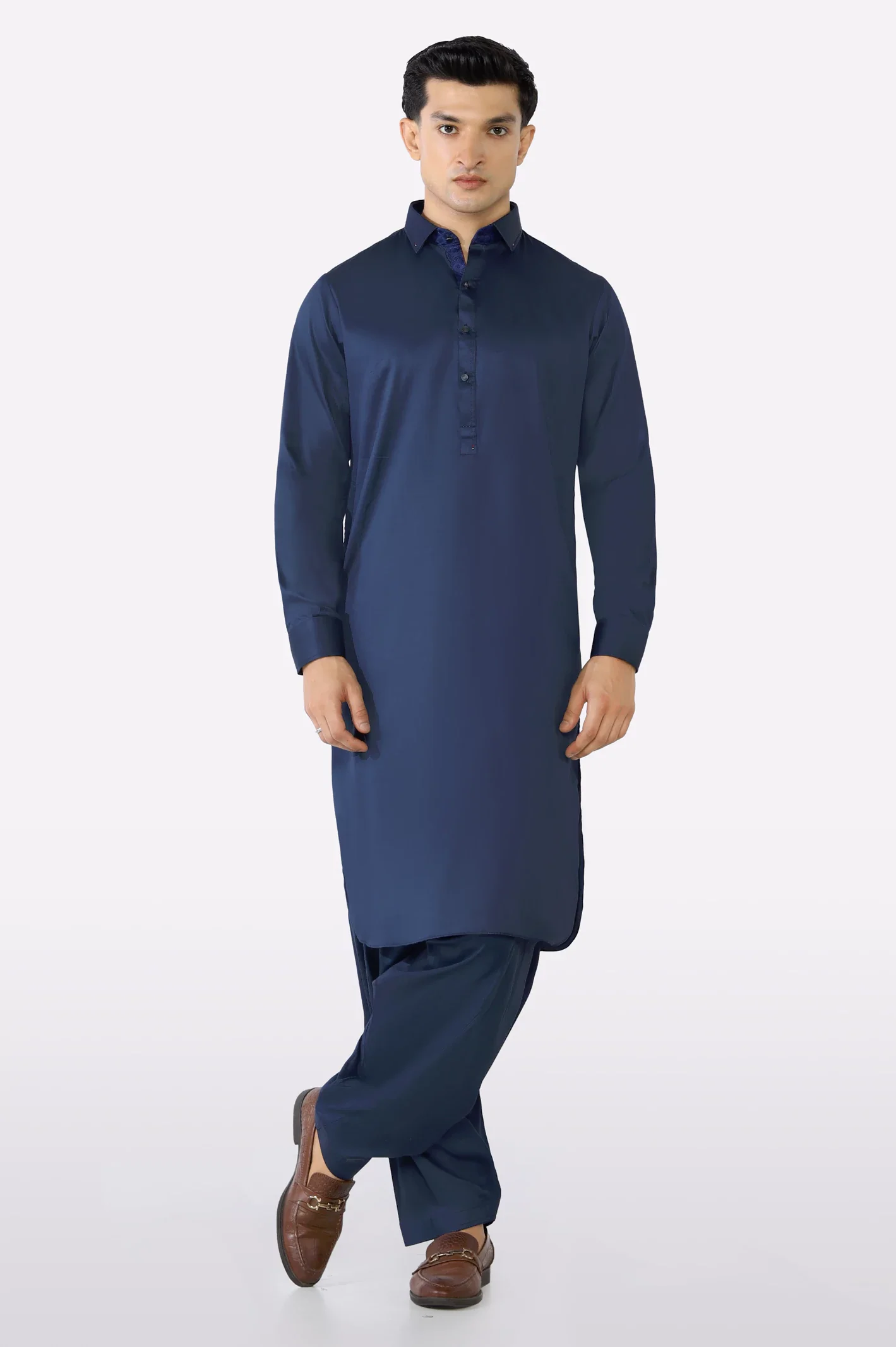 Navy Blue Cotton Shalwar Kameez - Image 2