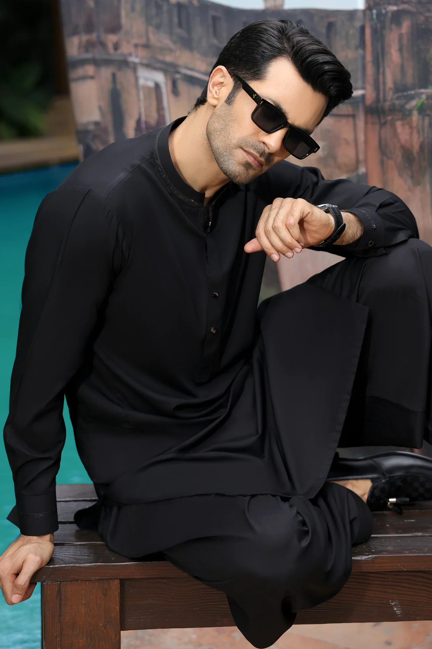 Black Wash & Wear Shalwar Kameez - Image 3
