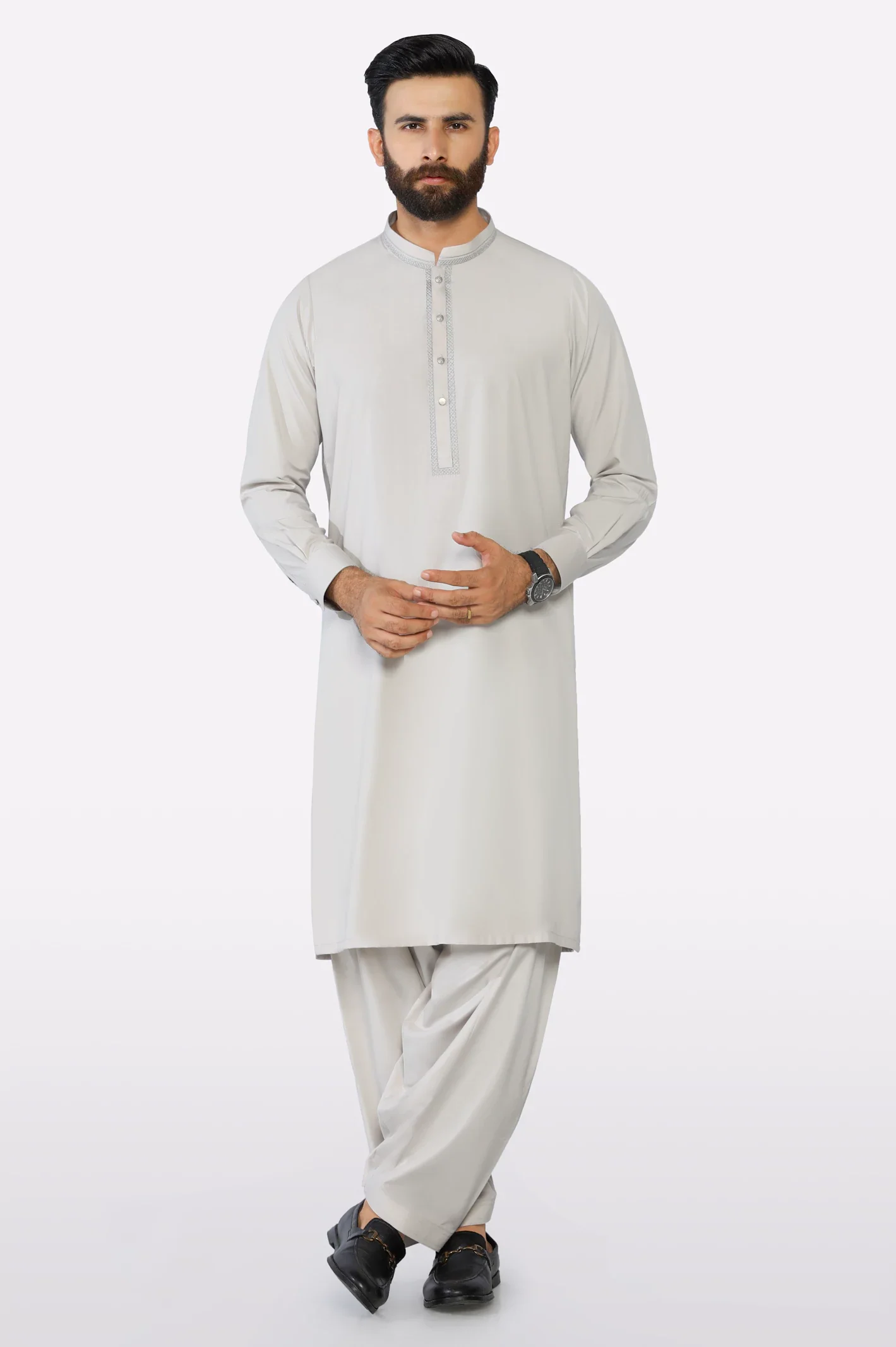 Beige Wash & Wear Shalwar Kameez - Image 2