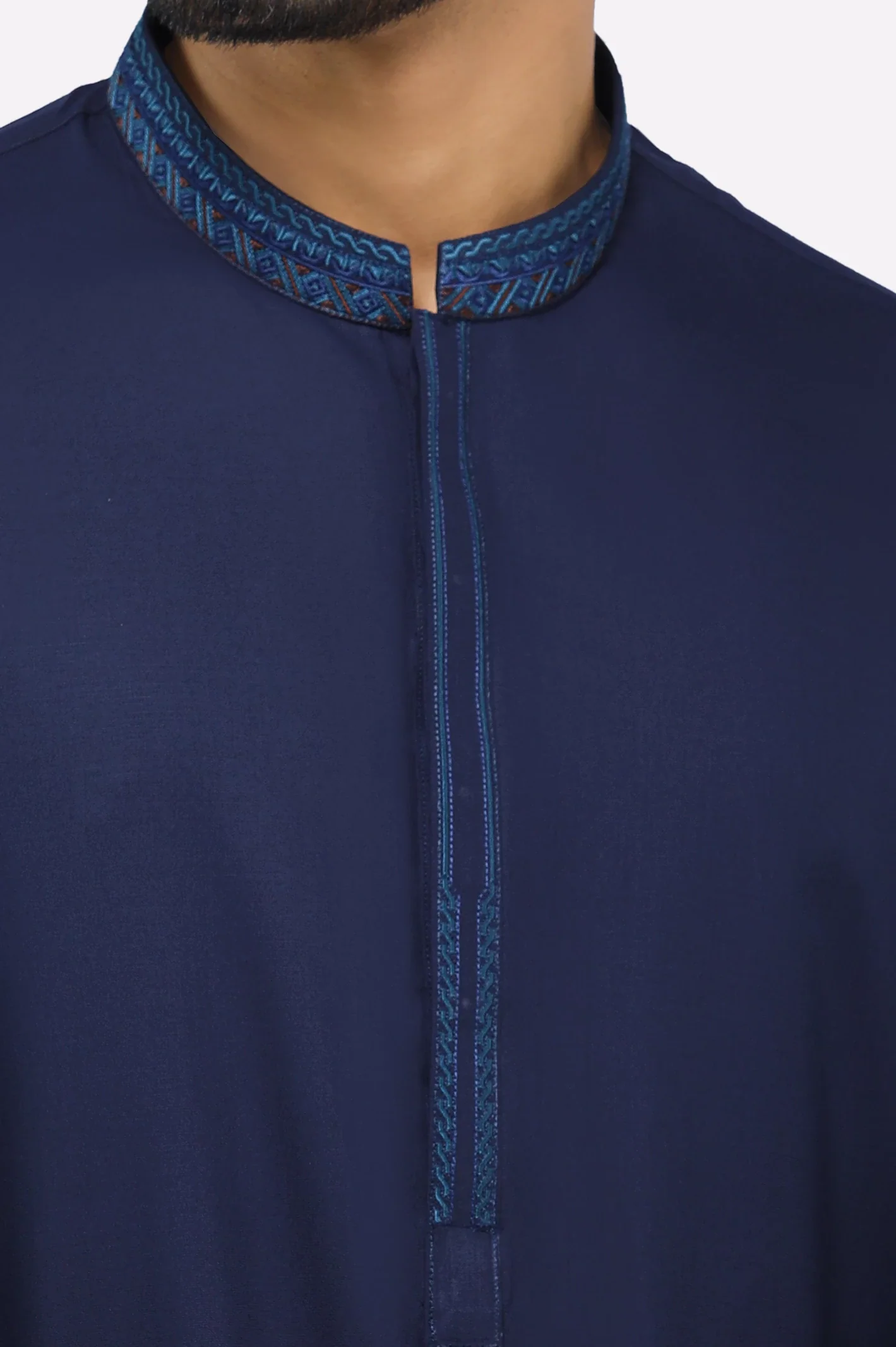 Dark Blue Wash & Wear Shalwar Kameez - Image 3
