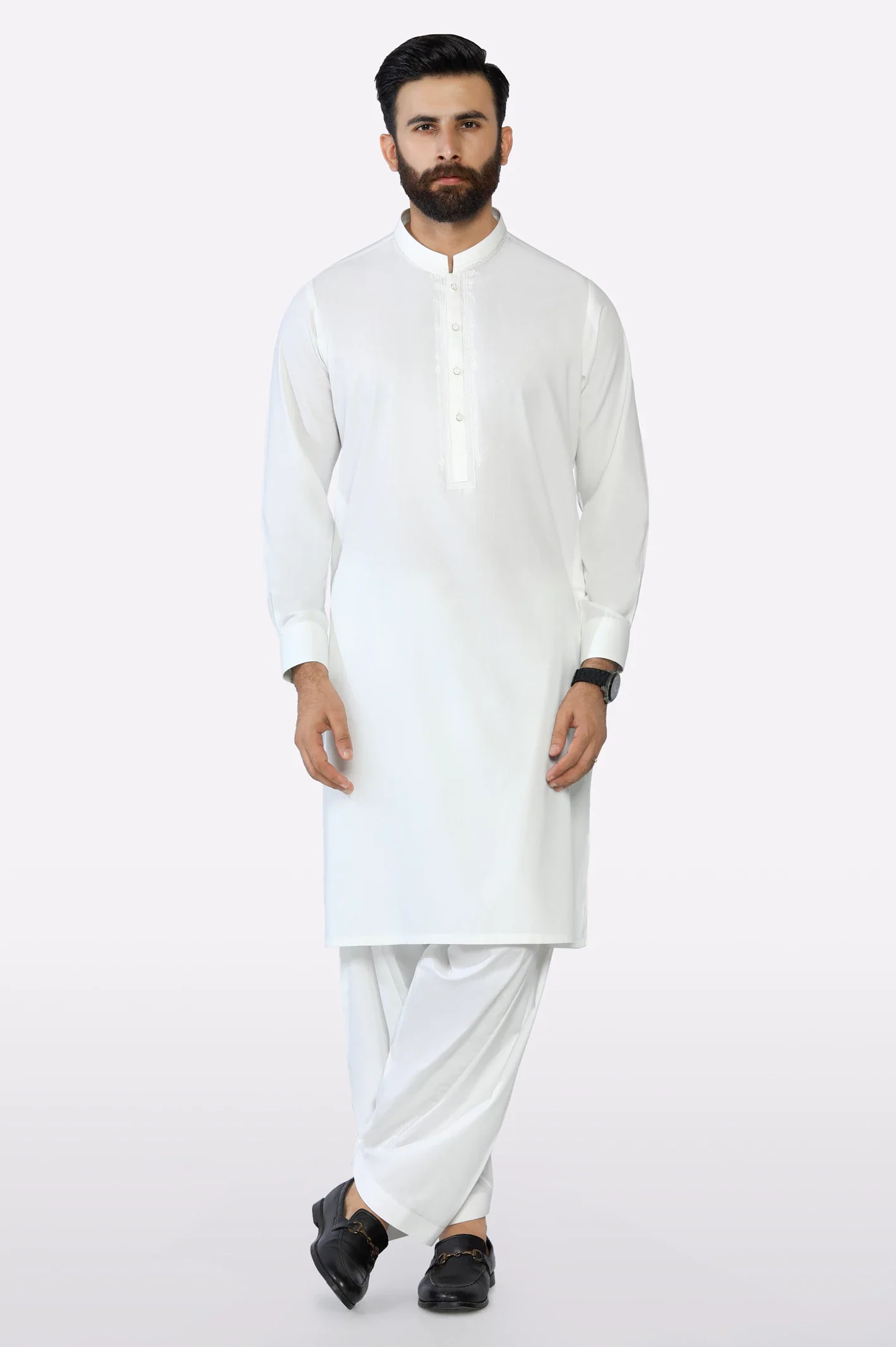Off White Wash & Wear Shalwar Kameez - Image 2