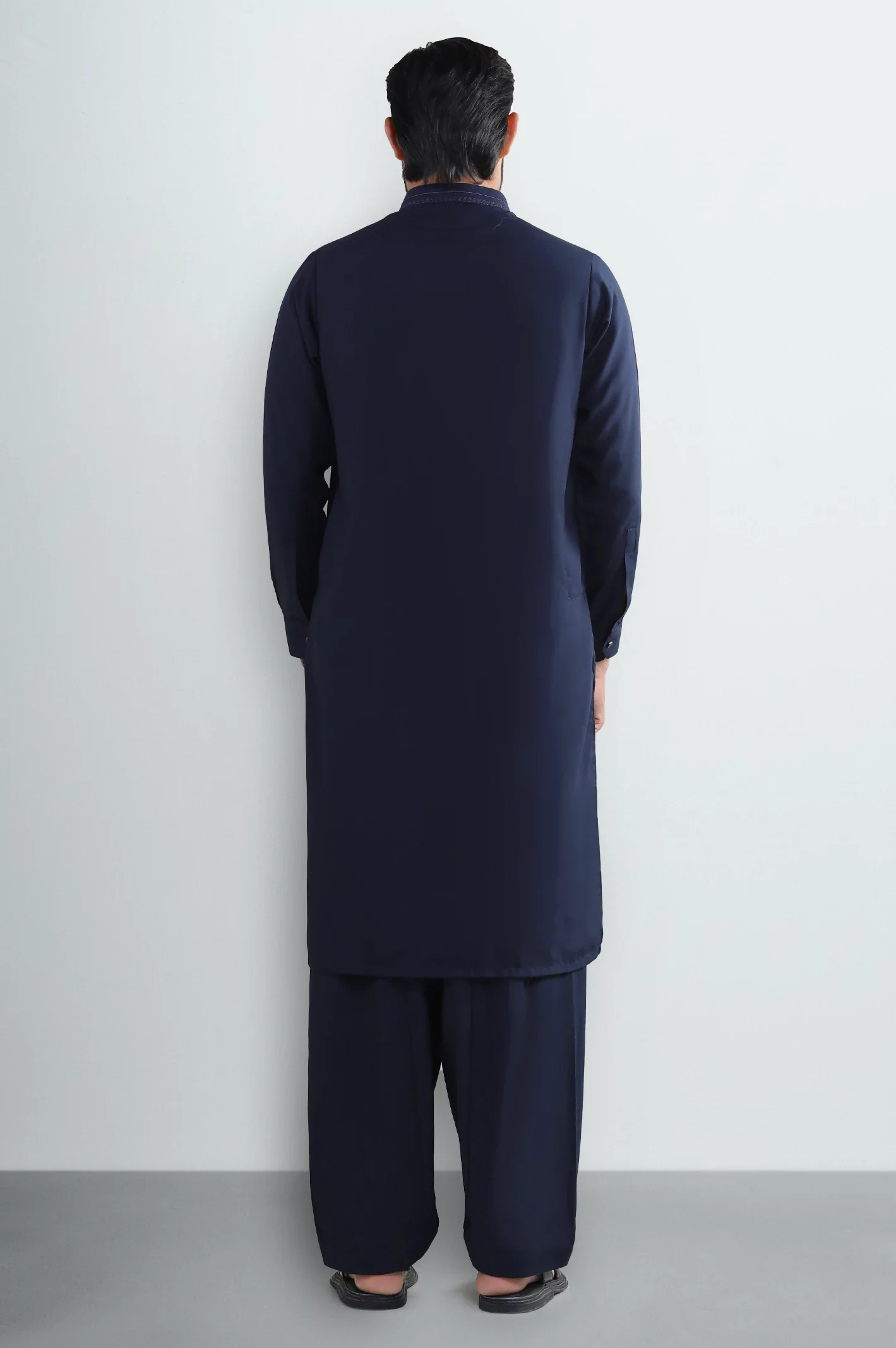 Navy Blue Wash & Wear Shalwar Kameez - Image 4