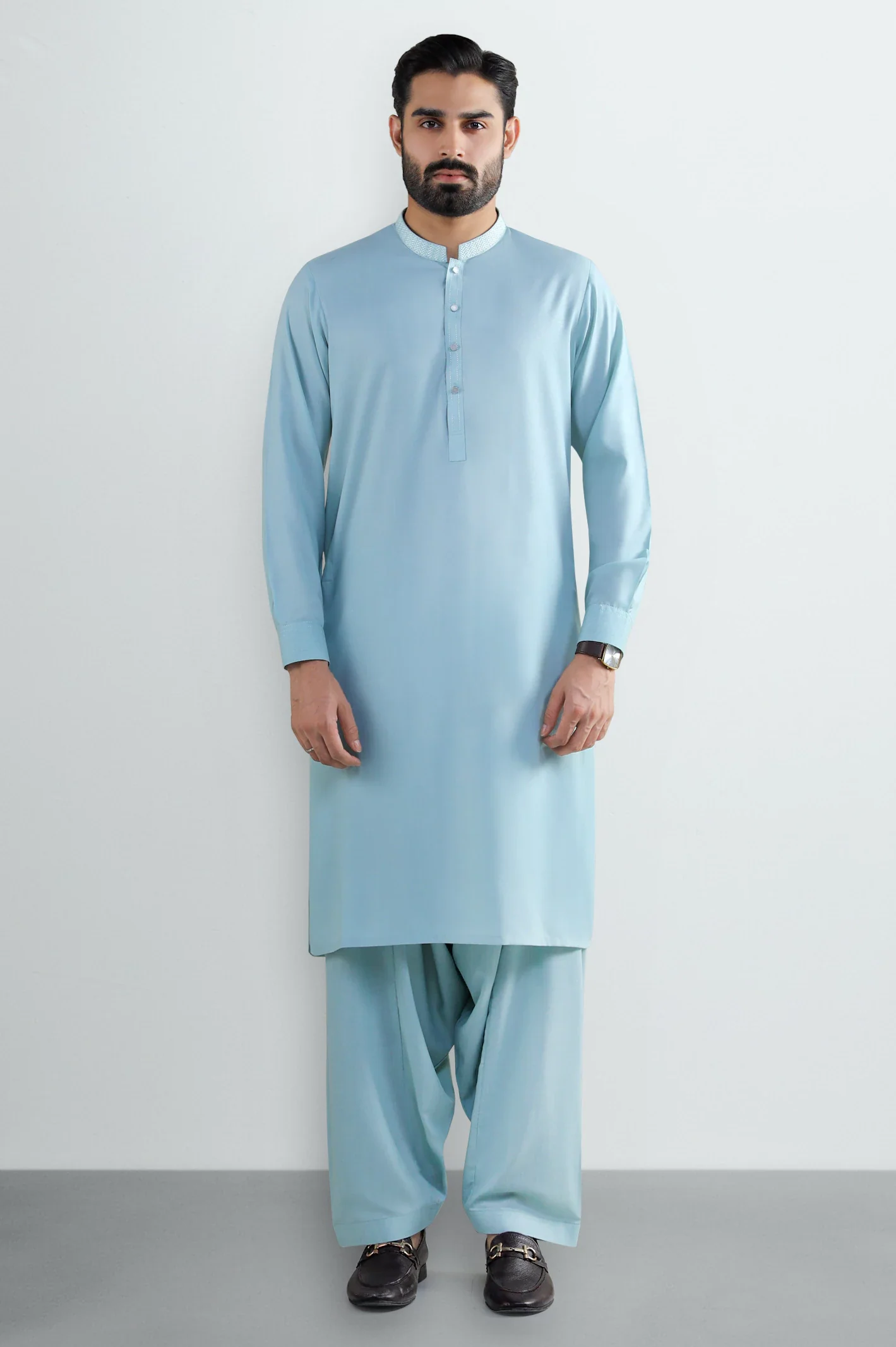 Light Green Wash & Wear Shalwar Kameez - Image 2