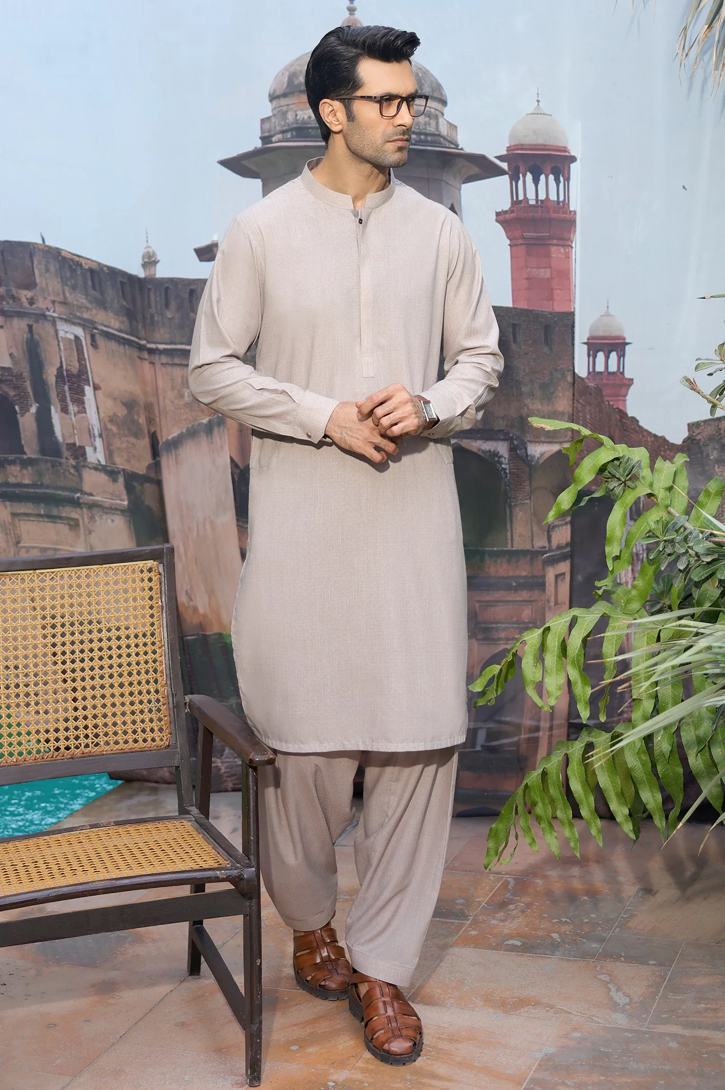 Beige Wash & Wear Shalwar Kameez - Image 2
