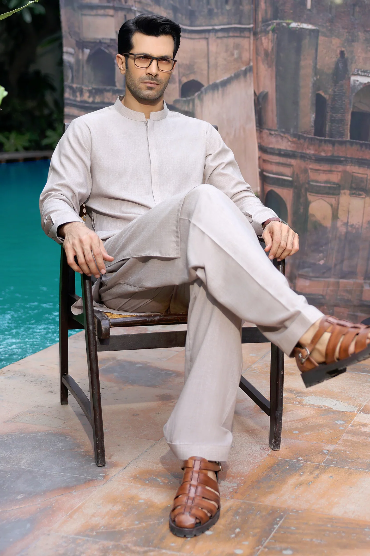 Beige Wash & Wear Shalwar Kameez - Image 3
