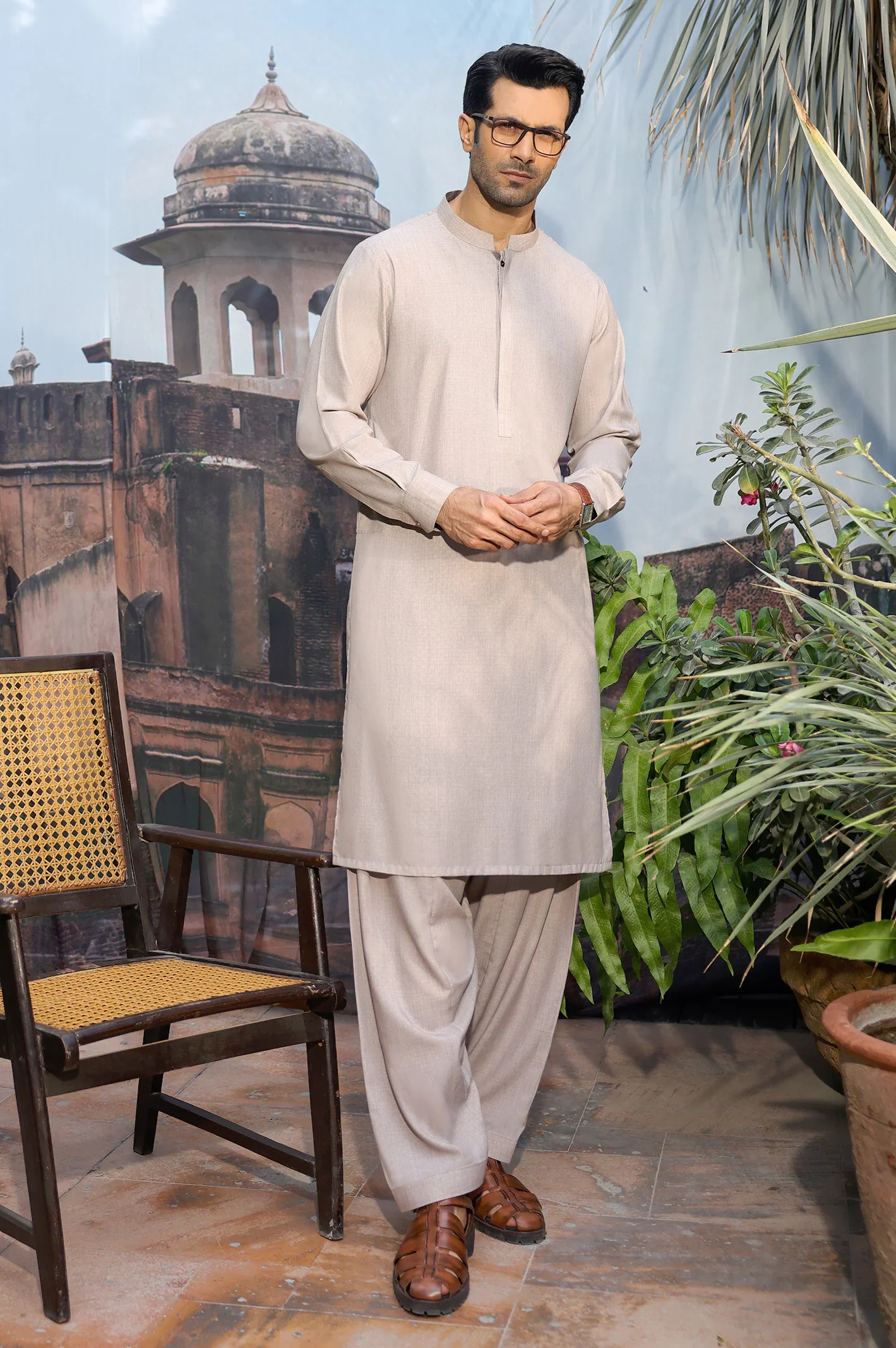 Beige Wash & Wear Shalwar Kameez - Image 4