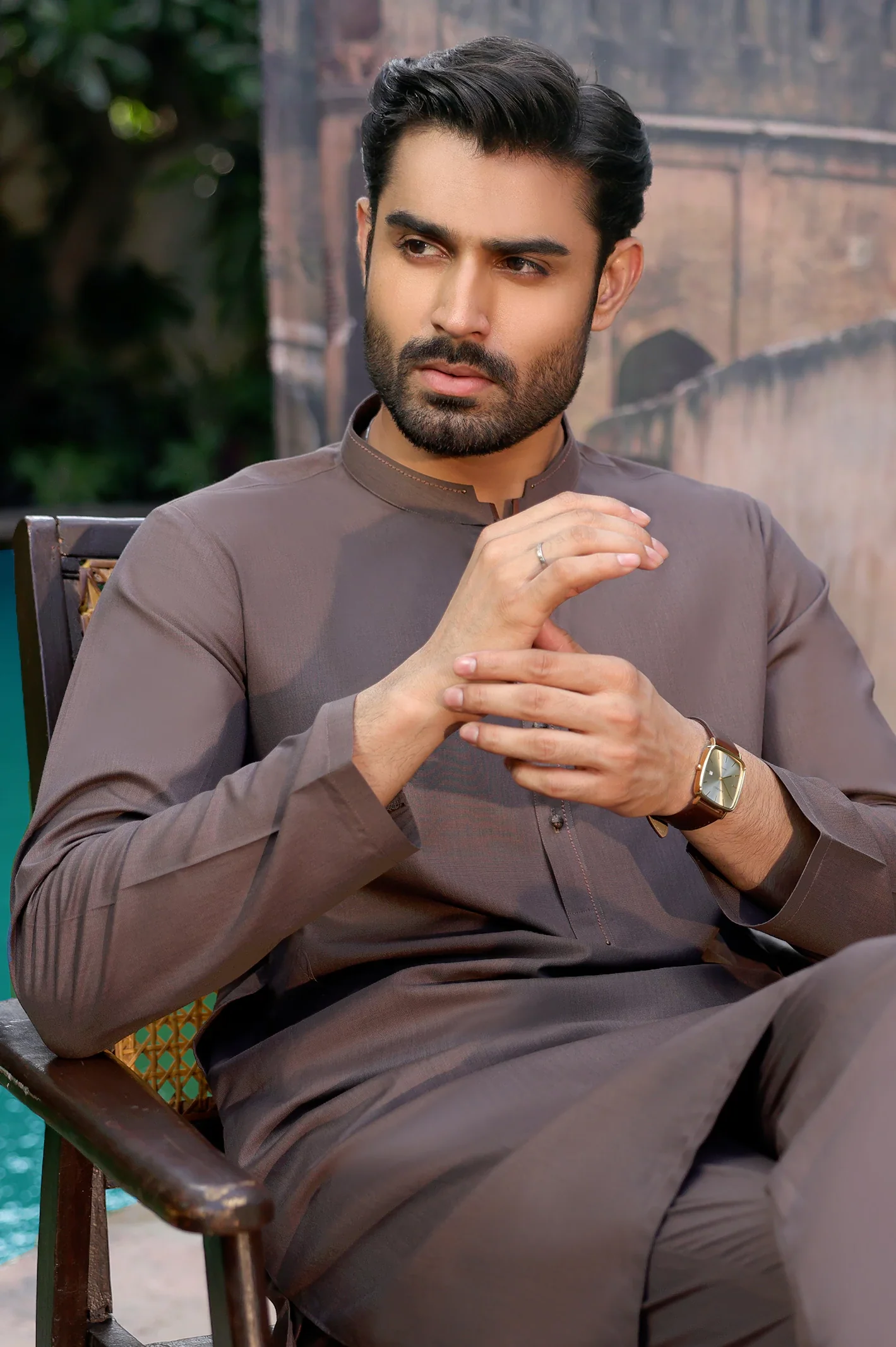 Brown Wash & Wear Kurta Pajama - Image 4