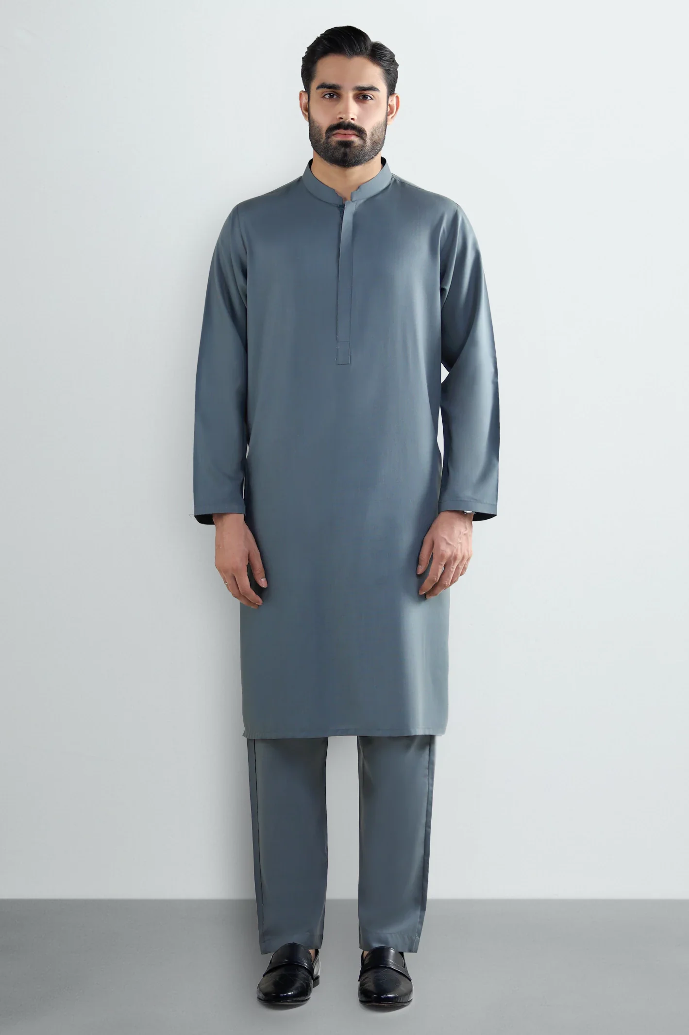 Grey Wash & Wear Kurta Pajama - Image 2